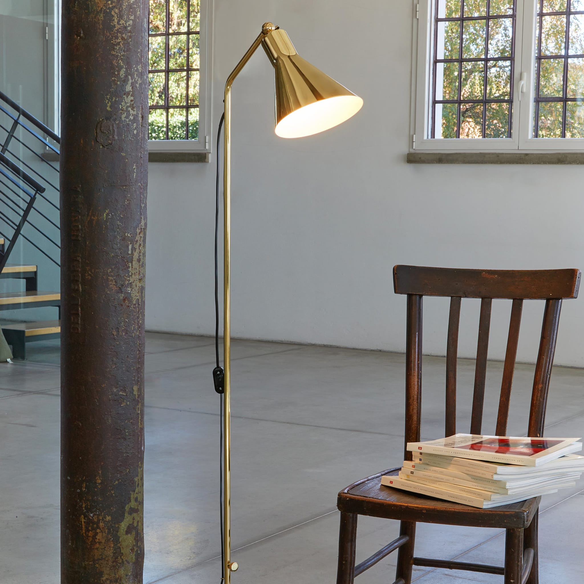 Alzabile Brass and Gray Floor Lamp by Ignazio Gardella - Alternative view 2