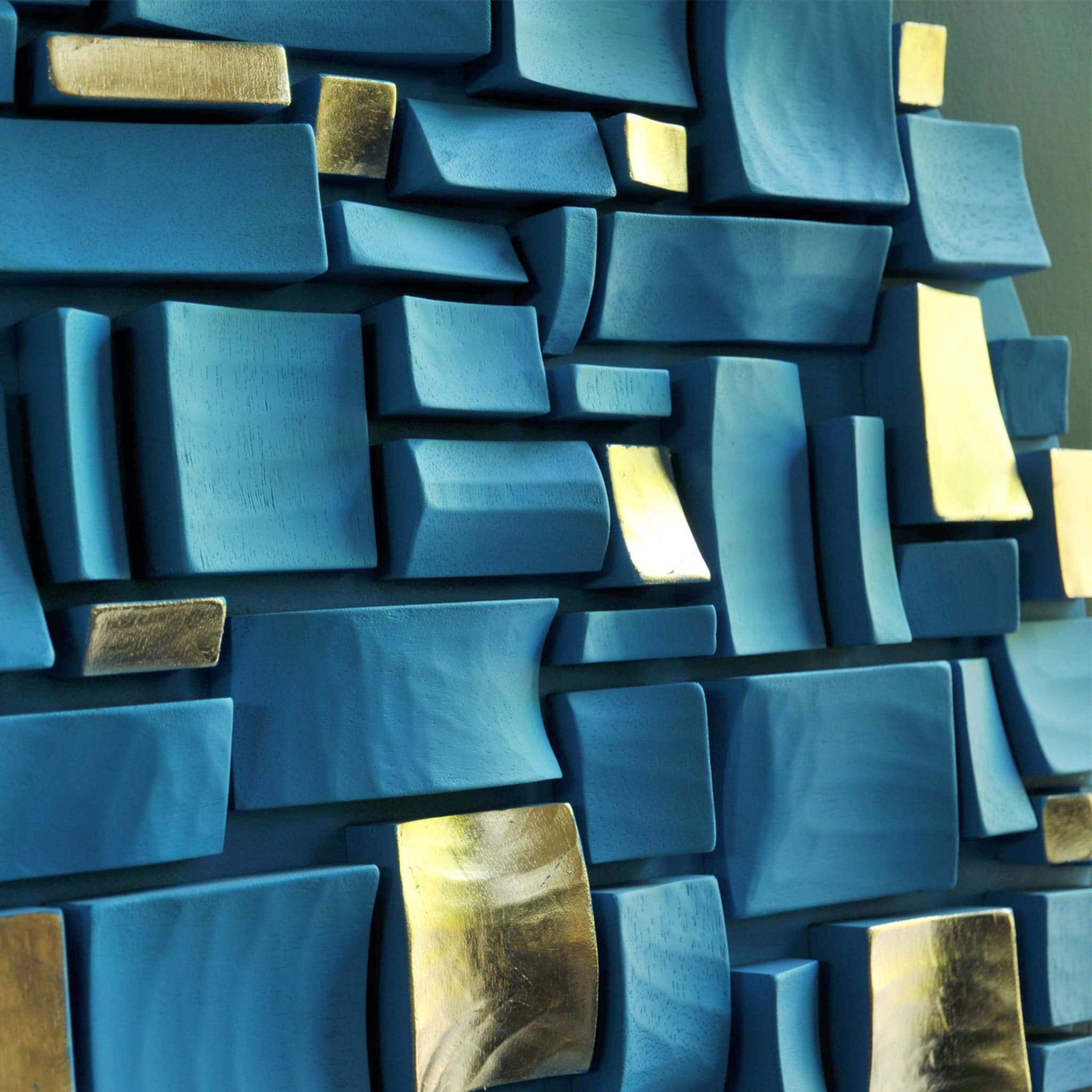 Turquoise and Gold Wall Sculpture - Alternative view 1