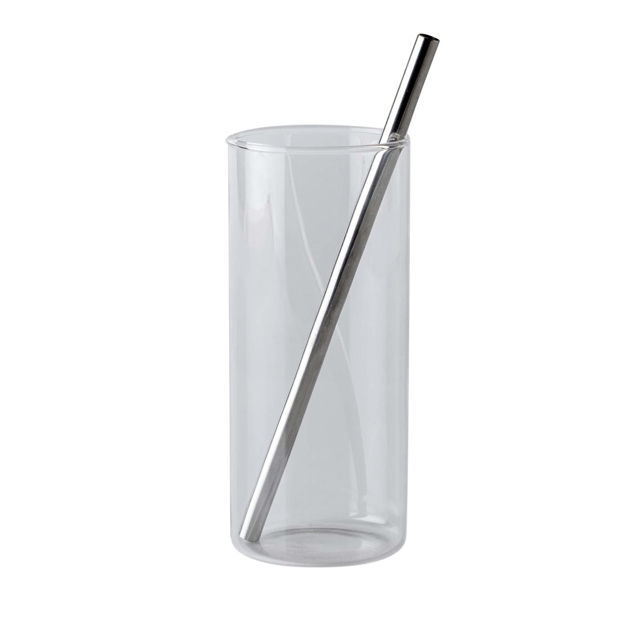 6 Clear Glass Straw Set of 6