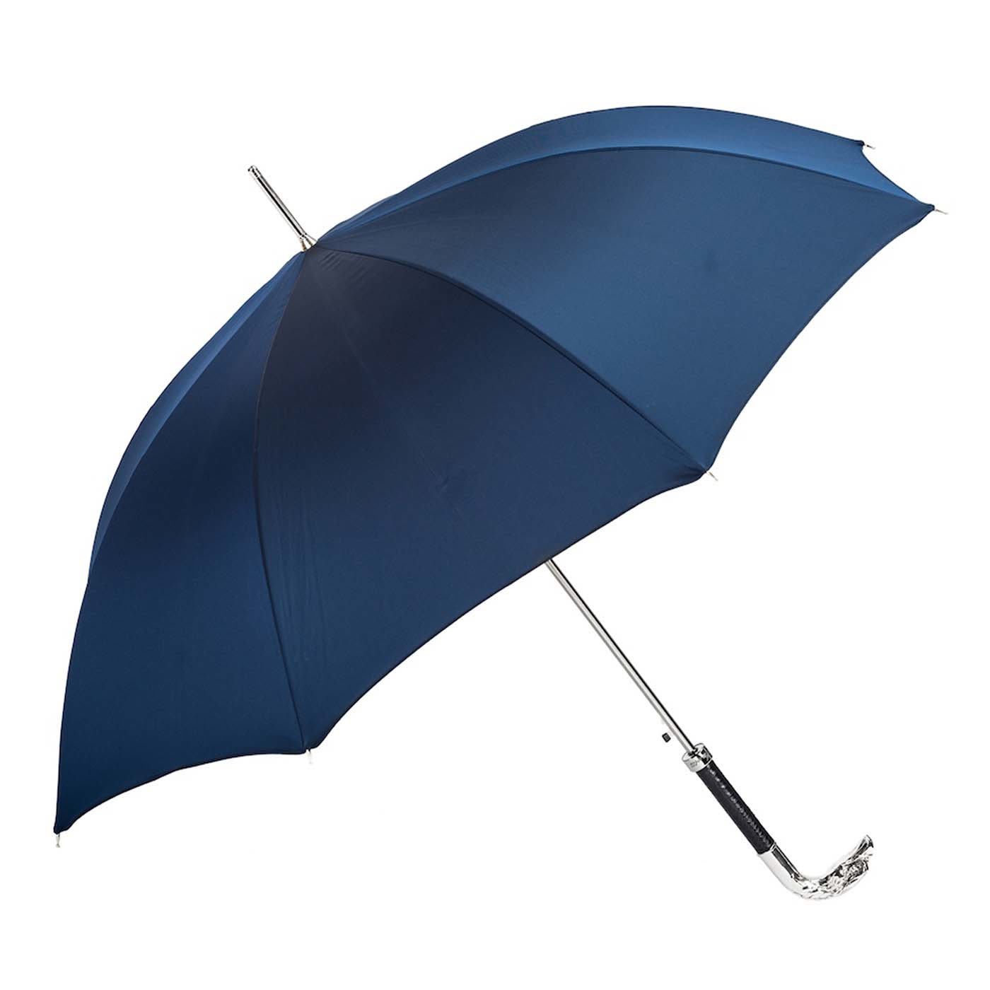 Navy Umbrella with Silver Eagle Handle - Pasotti