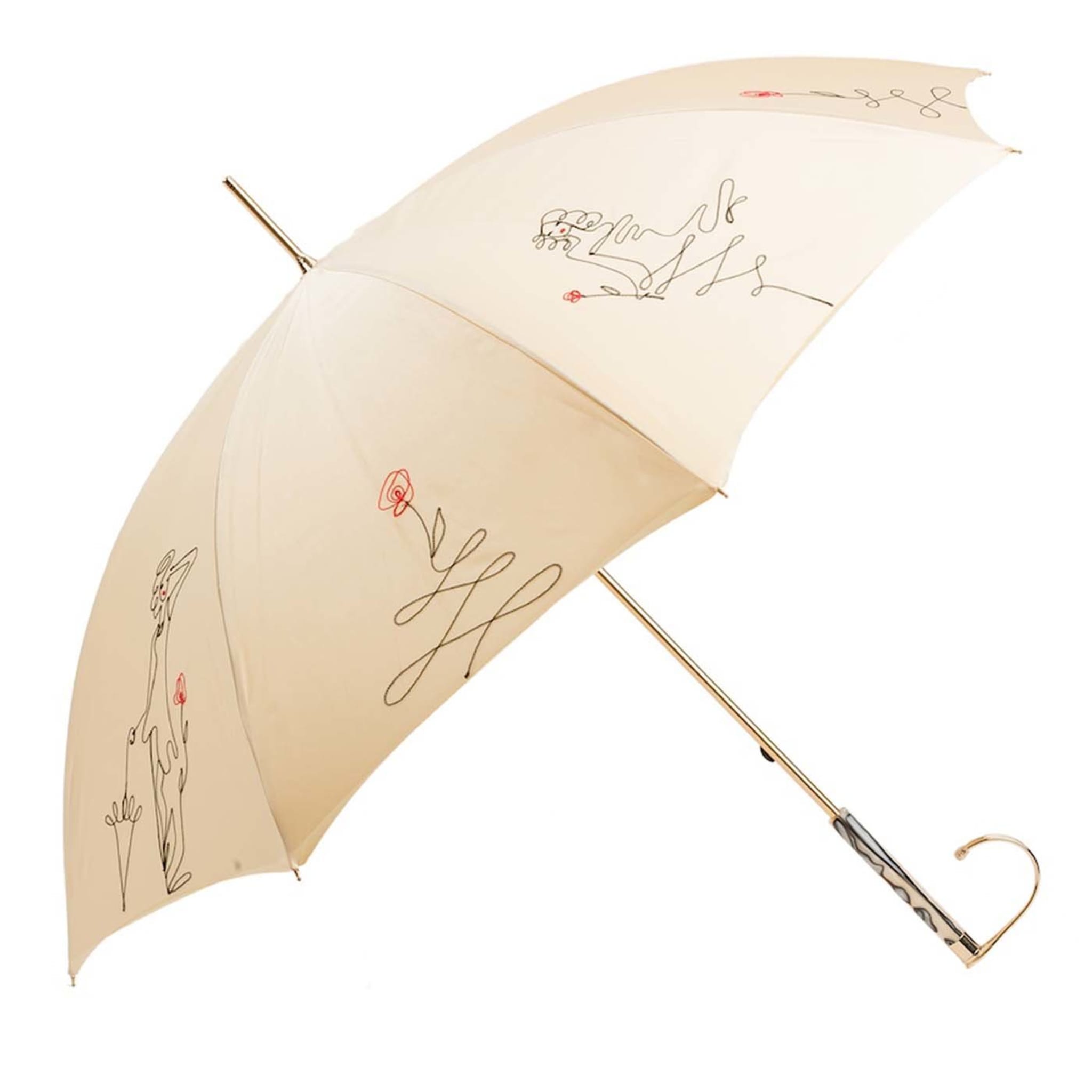 Elfenbeinfarbener Sketch-Regenschirm - Hauptansicht