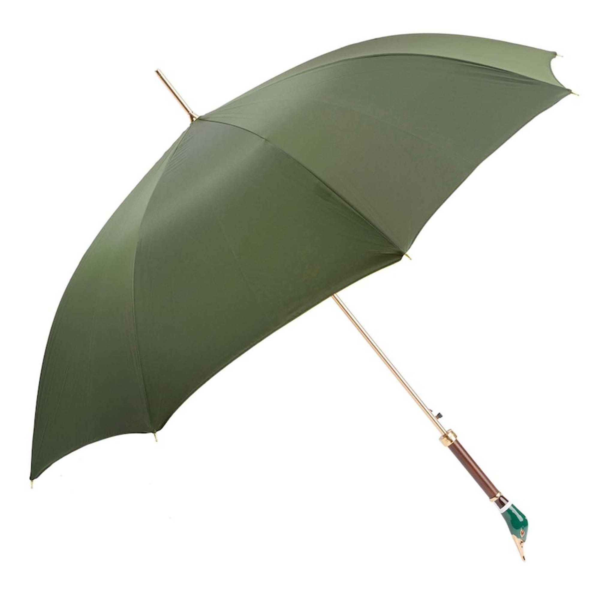 Grüner Regenschirm mit Mallard-Griff - Hauptansicht