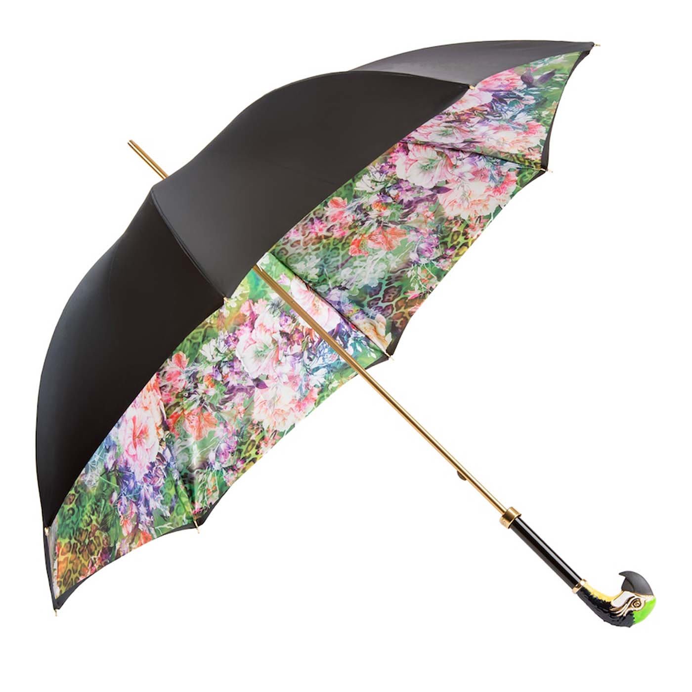 Black Umbrella with Parrot Handle - Pasotti