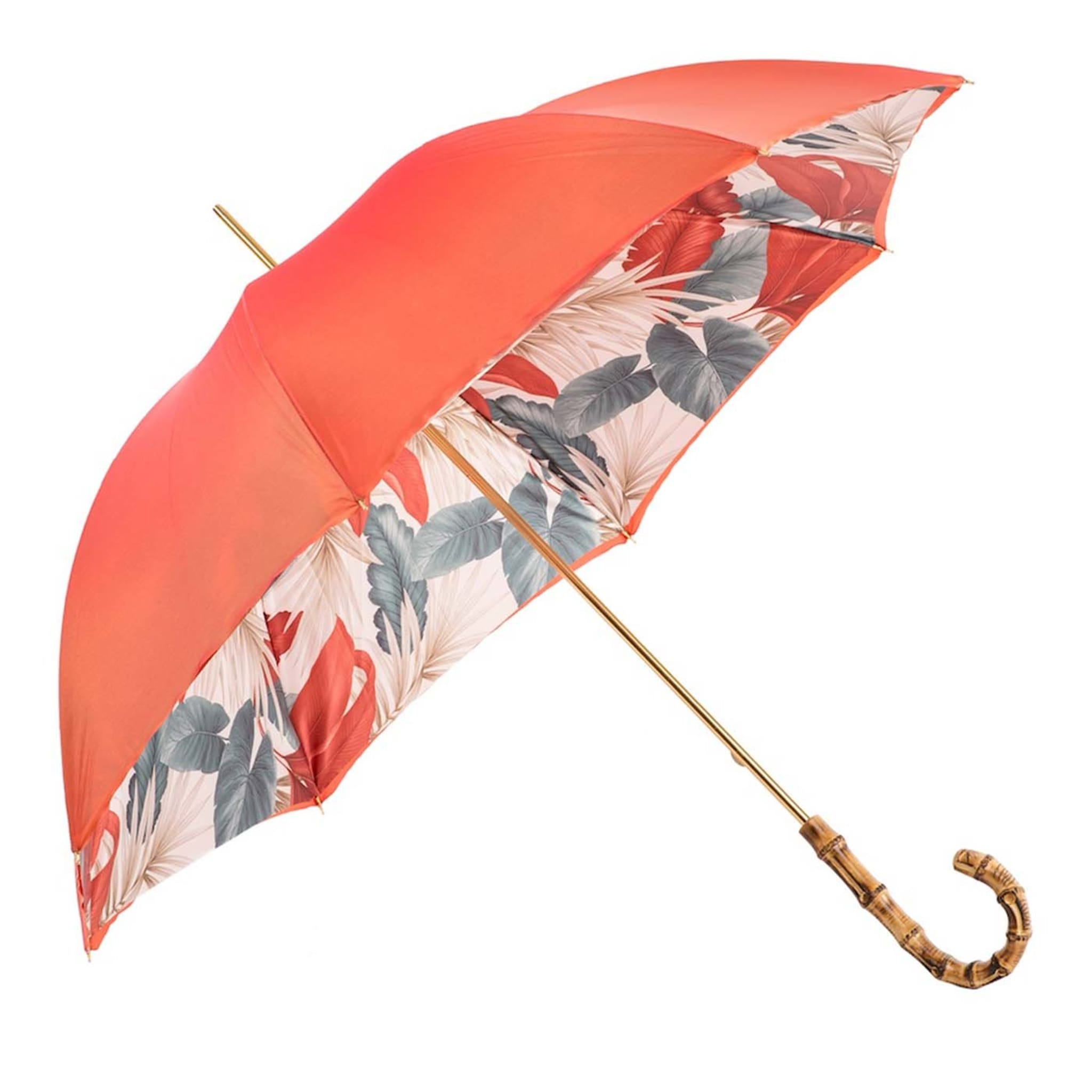 Parapluie en corail avec manche en bambou - Vue principale