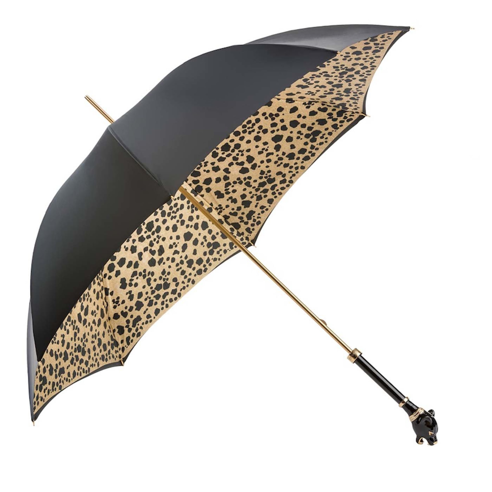 Schwarzer Regenschirm mit schwarzem Panther-Griff - Hauptansicht