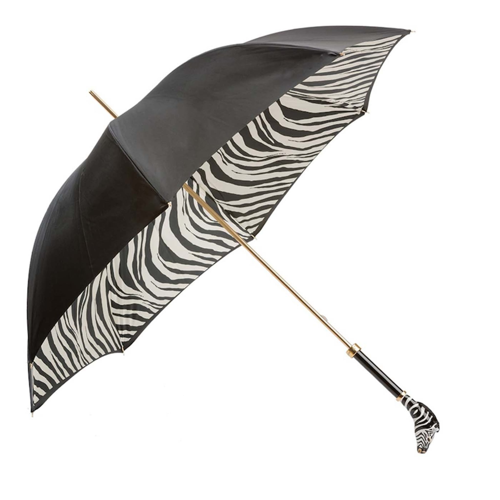 Schwarzer Regenschirm mit Zebra-Griff - Hauptansicht