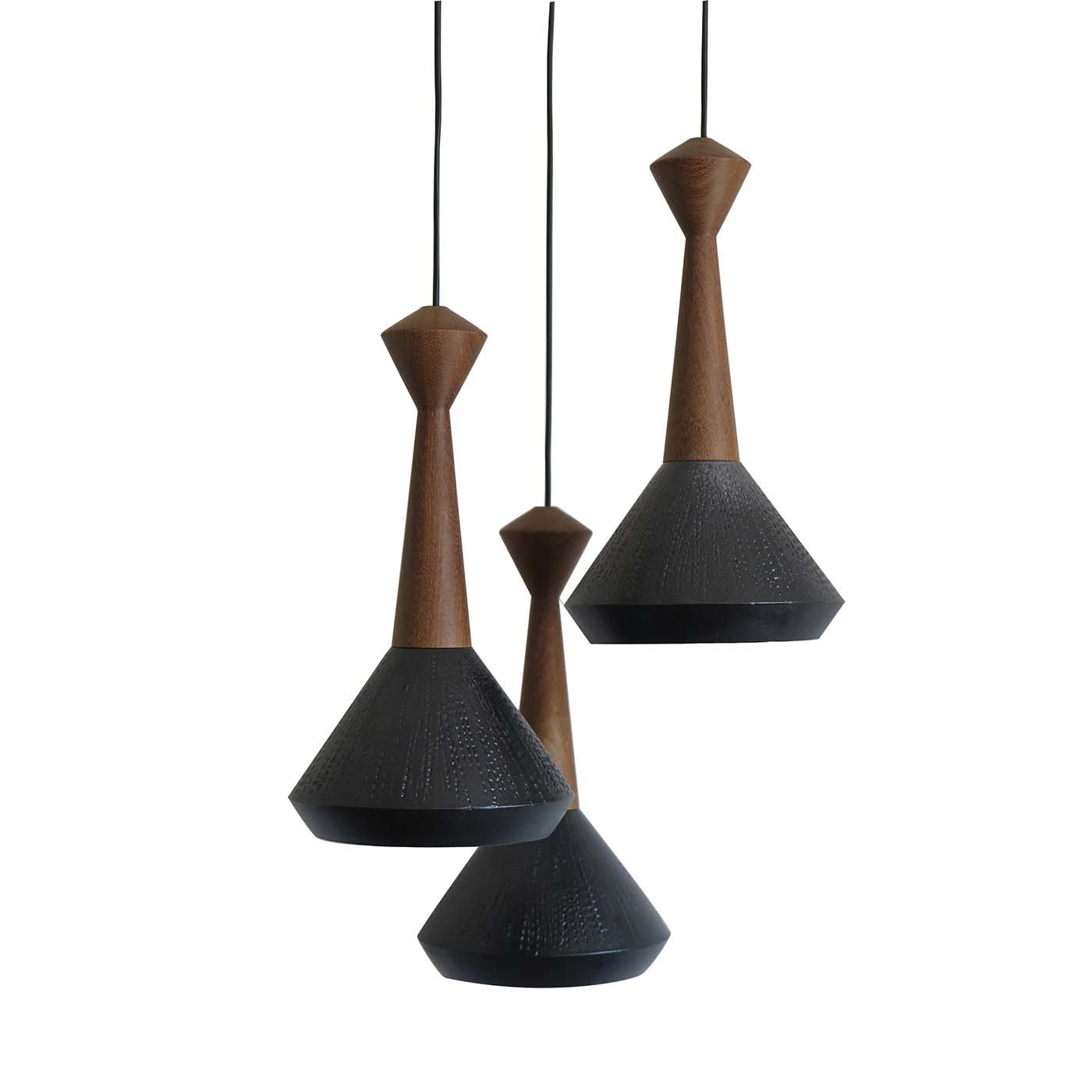 Set of 3 Pendant Lamps in Wood and Ceramics #2 - Capperidicasa
