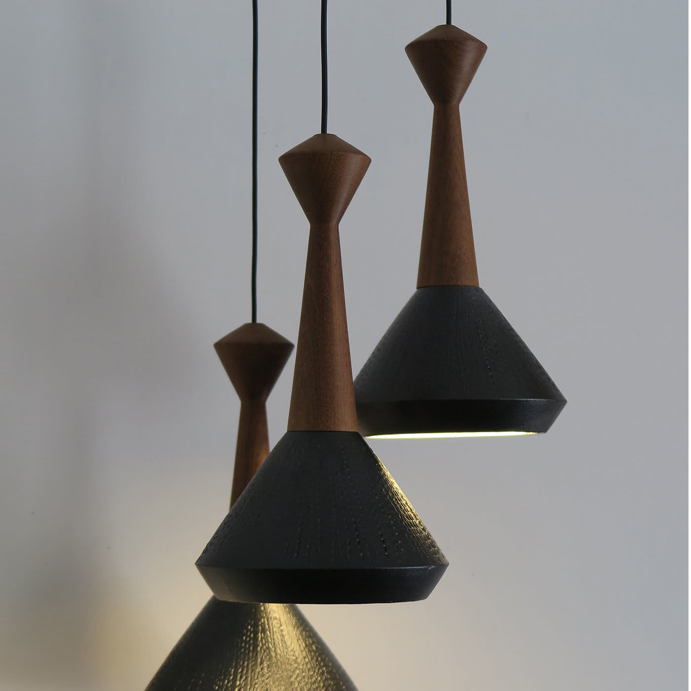 Set of 3 Pendant Lamps in Wood and Ceramics #2 - Capperidicasa