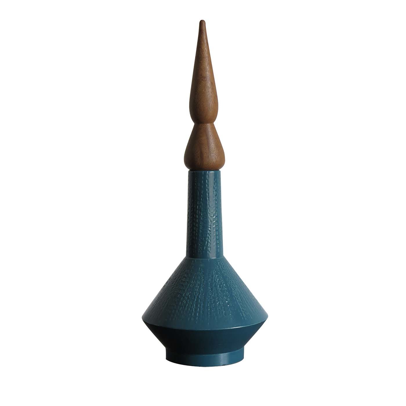 Lightblue Vase in Wood and Ceramics - Capperidicasa