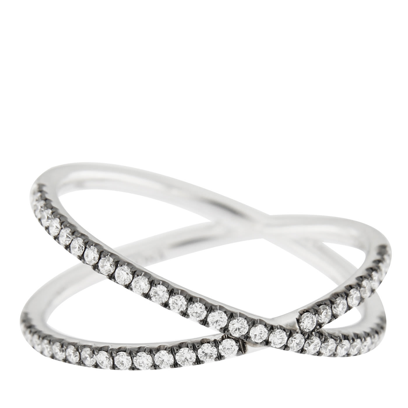 White Diamond 18k White Gold Crossover Ring - Jona