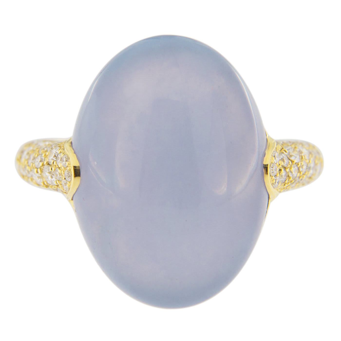 Blue Chalcedony and White Diamond 18k Yellow Gold Ring - Jona