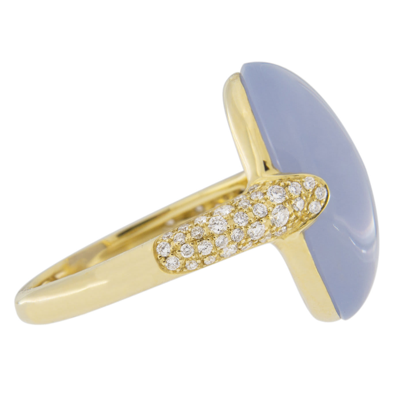 Blue Chalcedony and White Diamond 18k Yellow Gold Ring - Jona