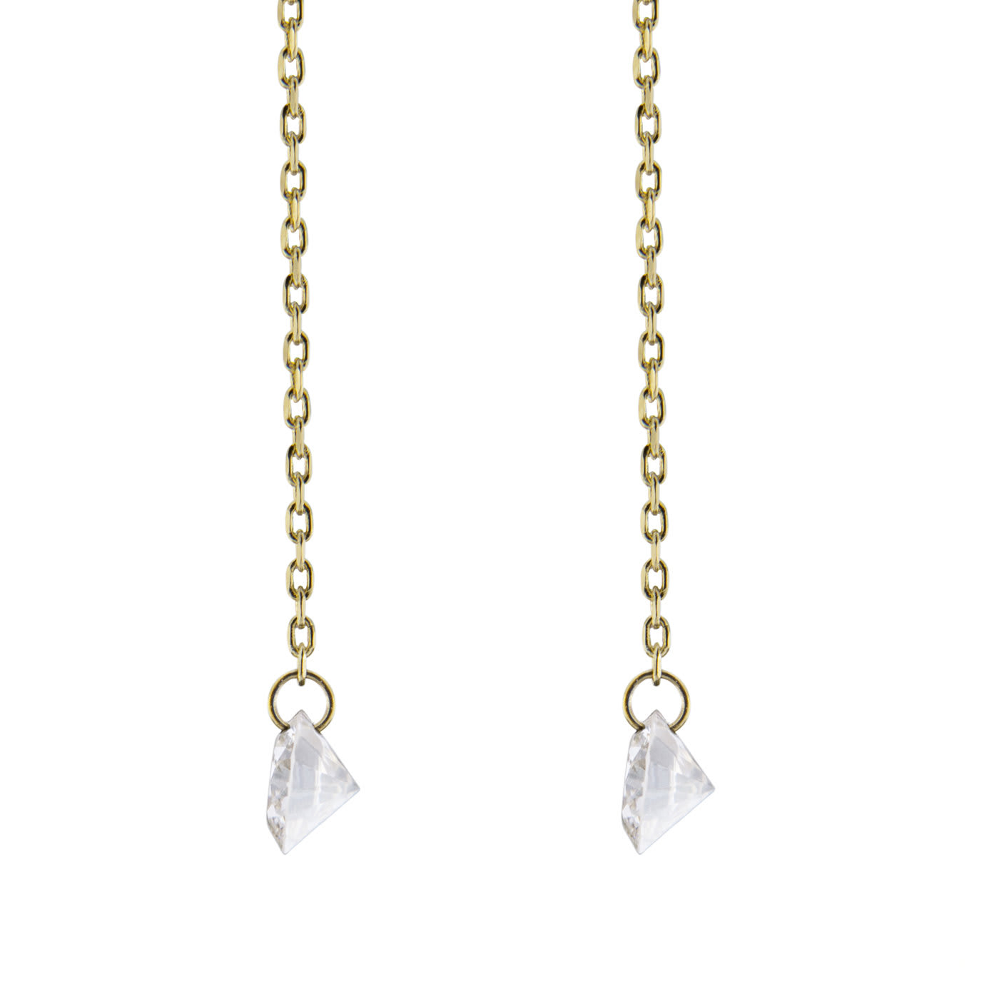 Floating White Diamond 18k Yellow Gold Earrings - Jona