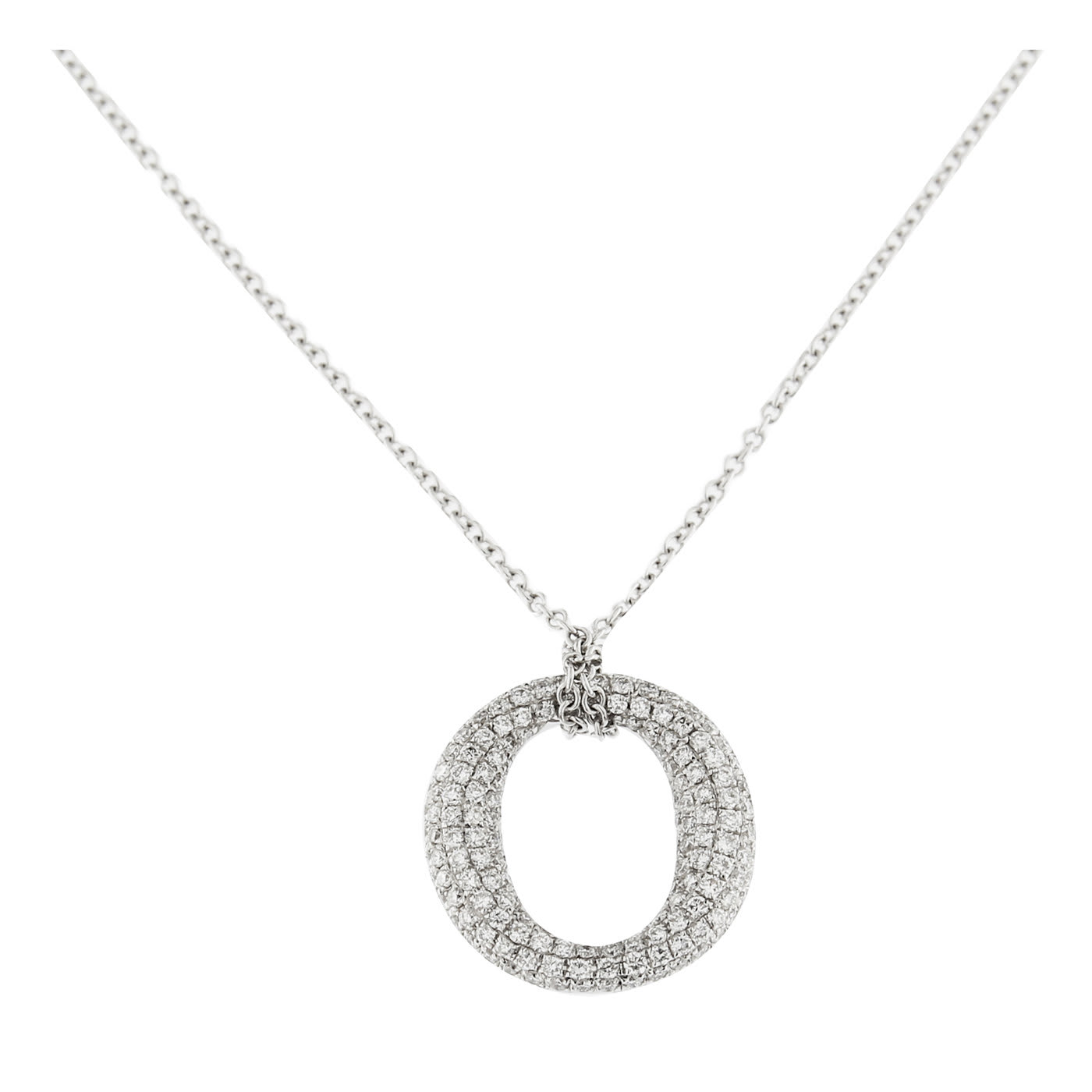 White Diamond 18k White Gold Bodoni Pendant Necklace - Jona