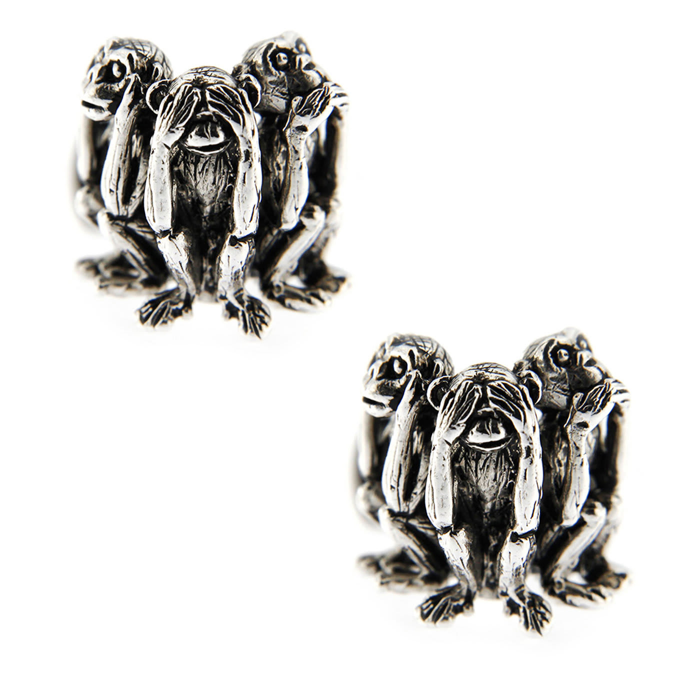 Sterling Silver Three Wise Monkeys Cufflinks - Jona
