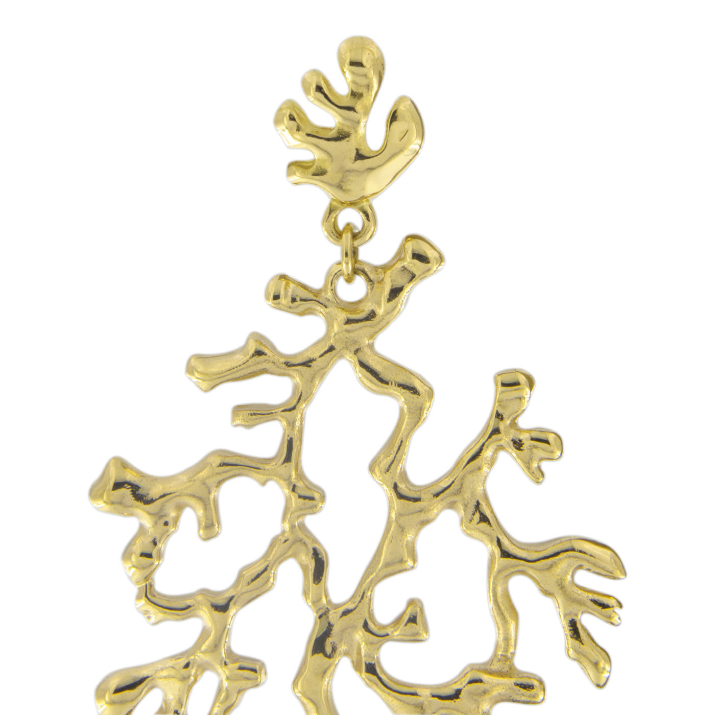 18k Yellow Gold Coral Branch Pendant Earrings - Jona
