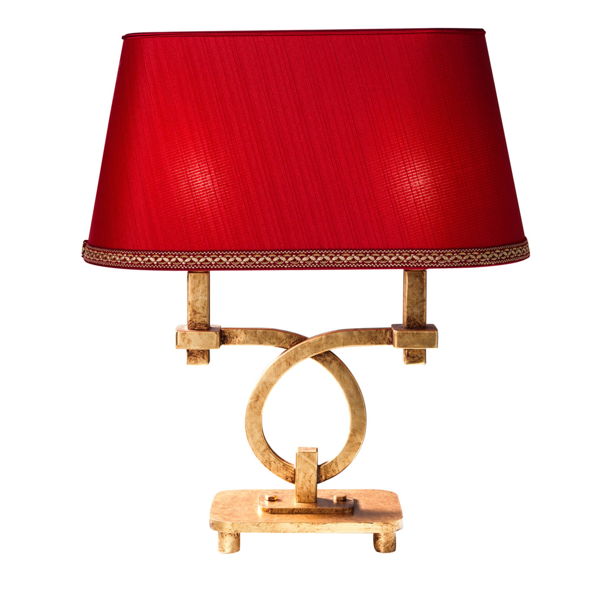 Lámpara de mesa Art Déco roja y dorada - Vista principal