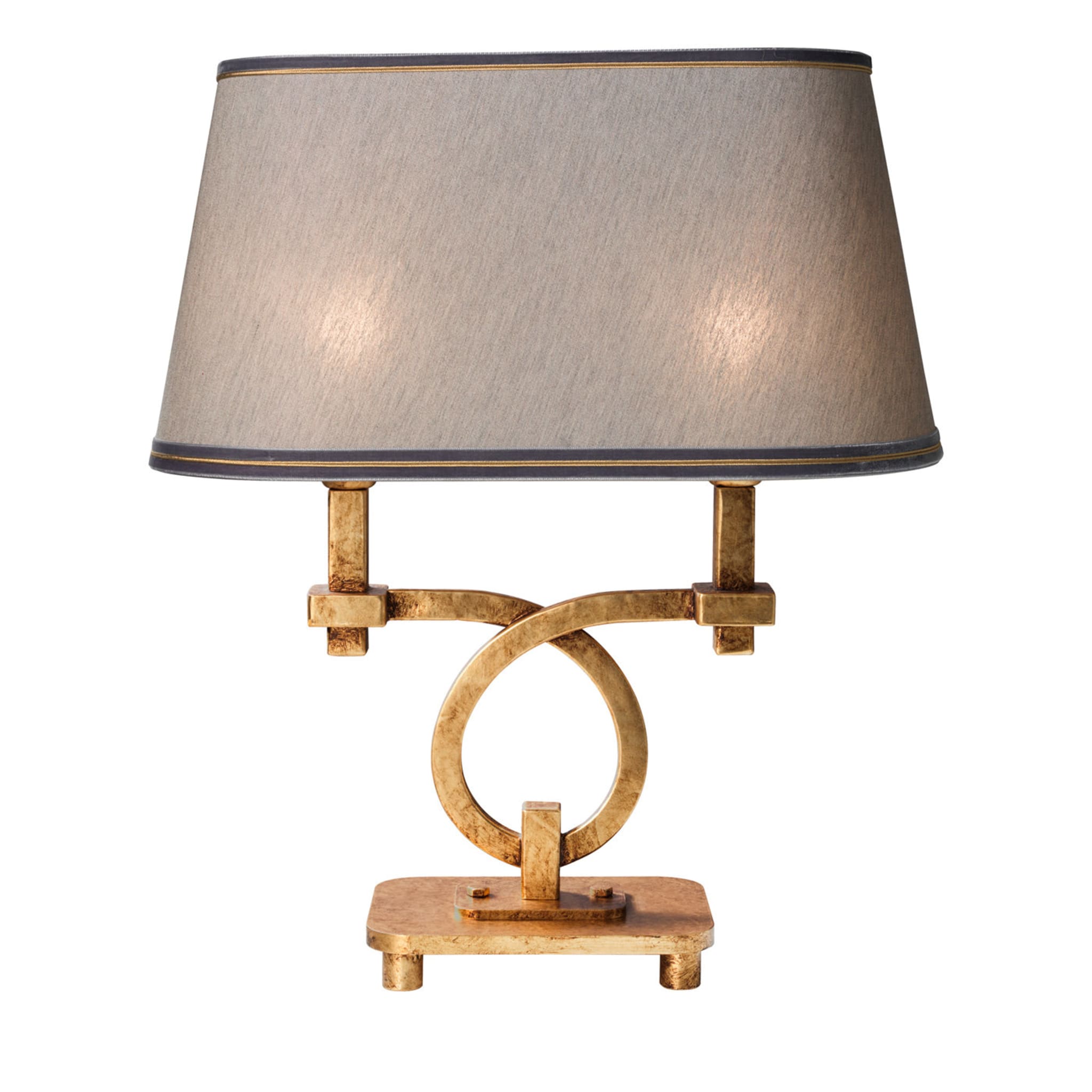 Lámpara de mesa Art Decó gris y dorada - Vista principal