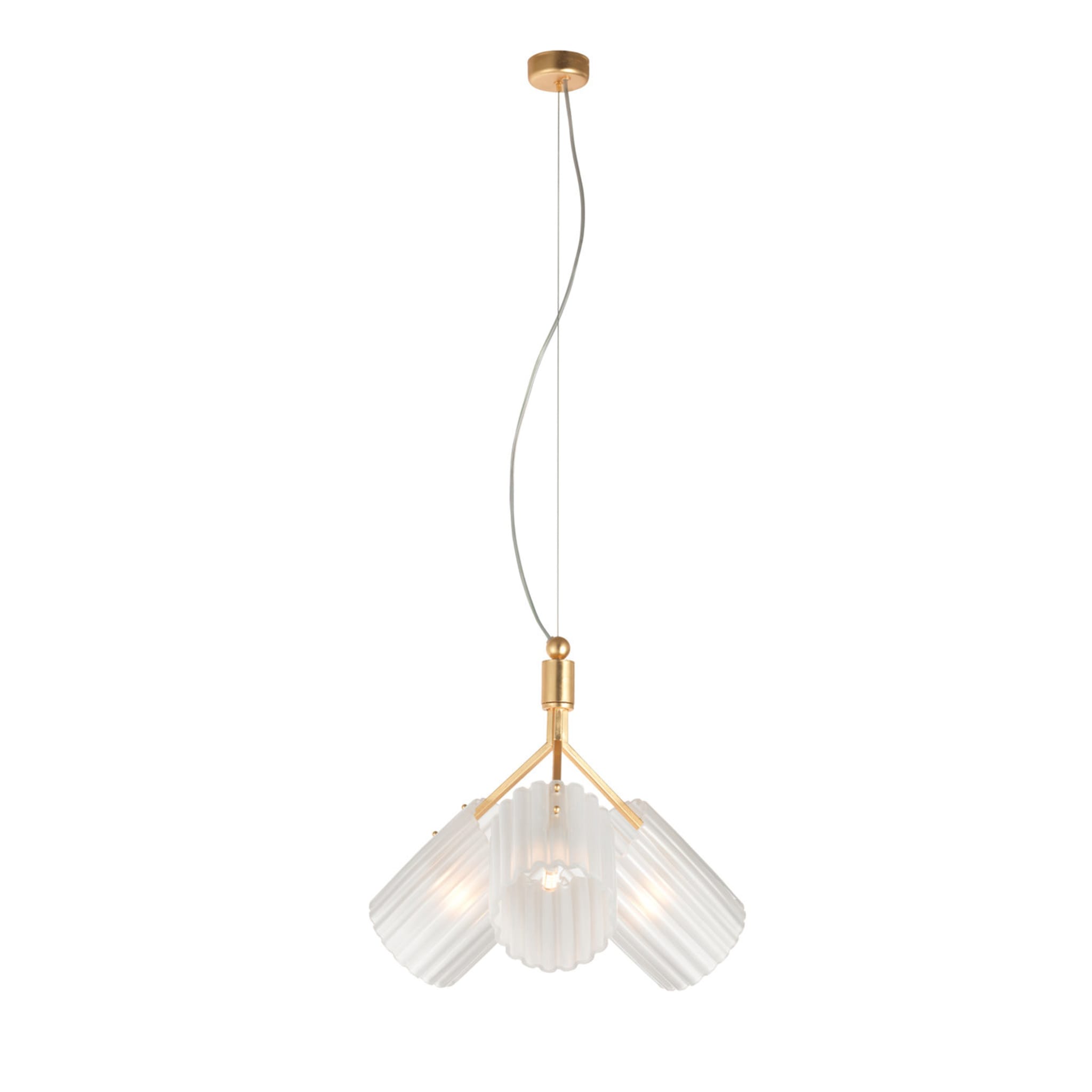 Contemporary 3-Branch Gold Pendant Lamp - Main view