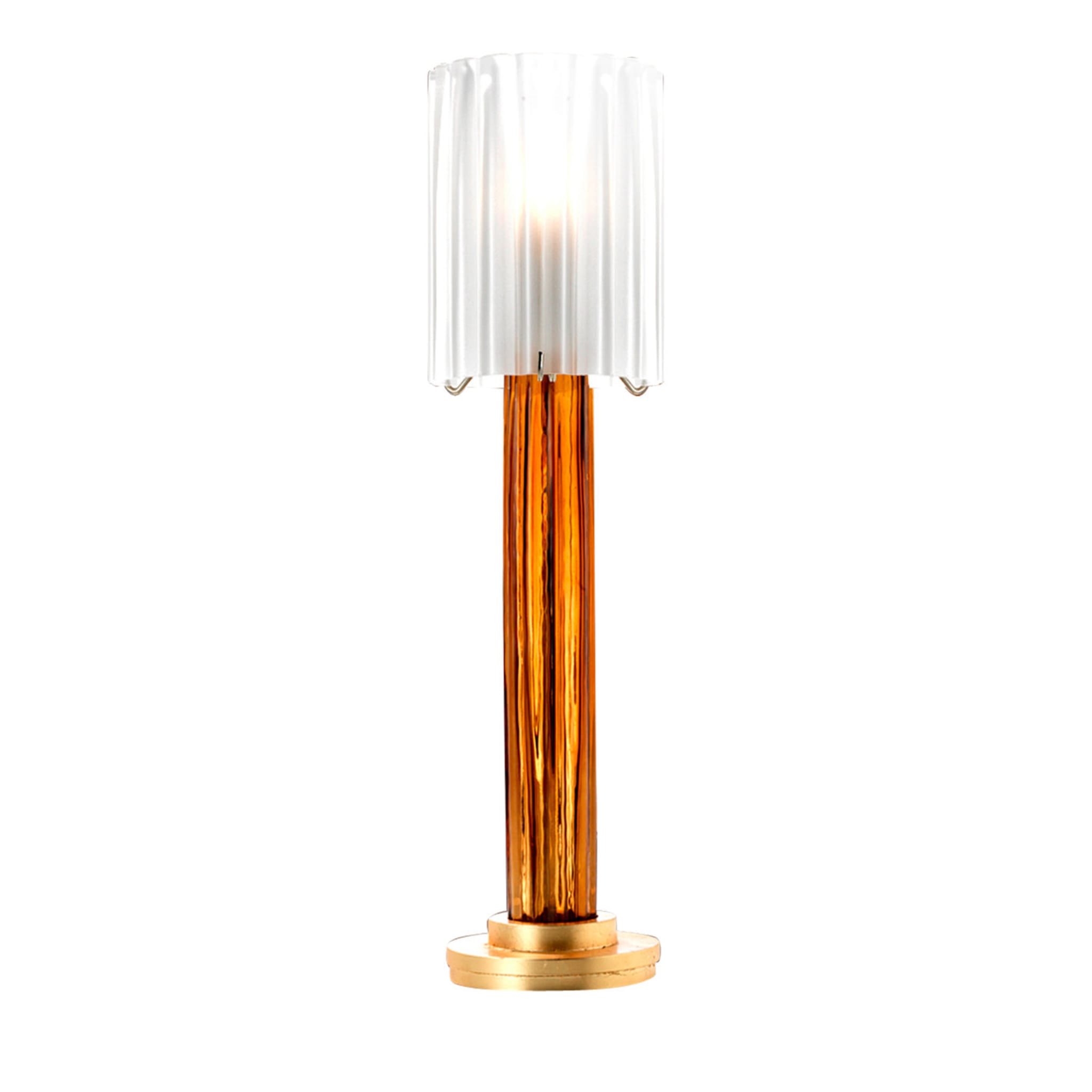 Lámpara de sobremesa contemporánea marrón y dorada - Vista principal