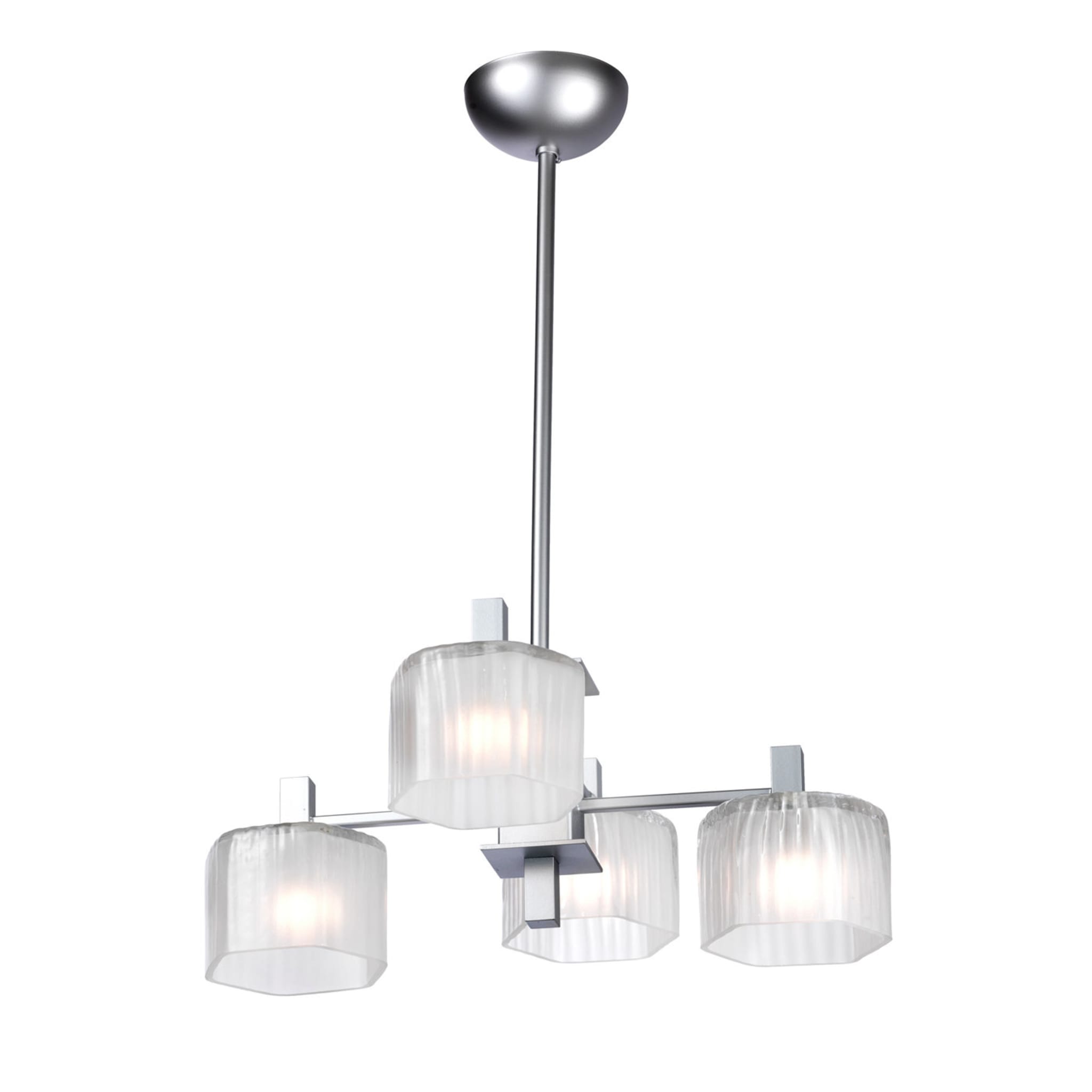 Contemporary Silver Opaline Chandelier - Main view