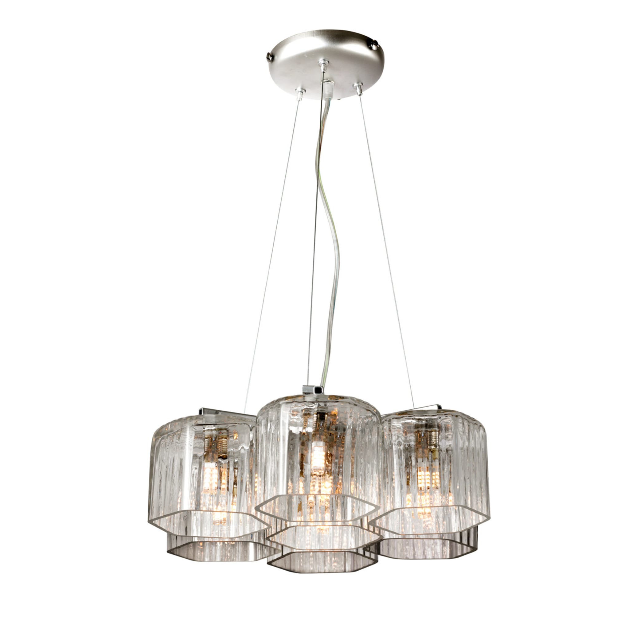 Contemporary Silver Transparent Chandelier - Main view