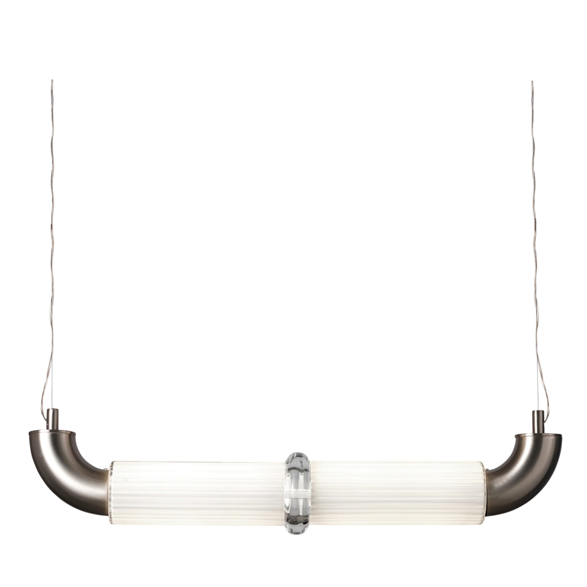 Lampe suspendue blanche et nickel - Vue principale