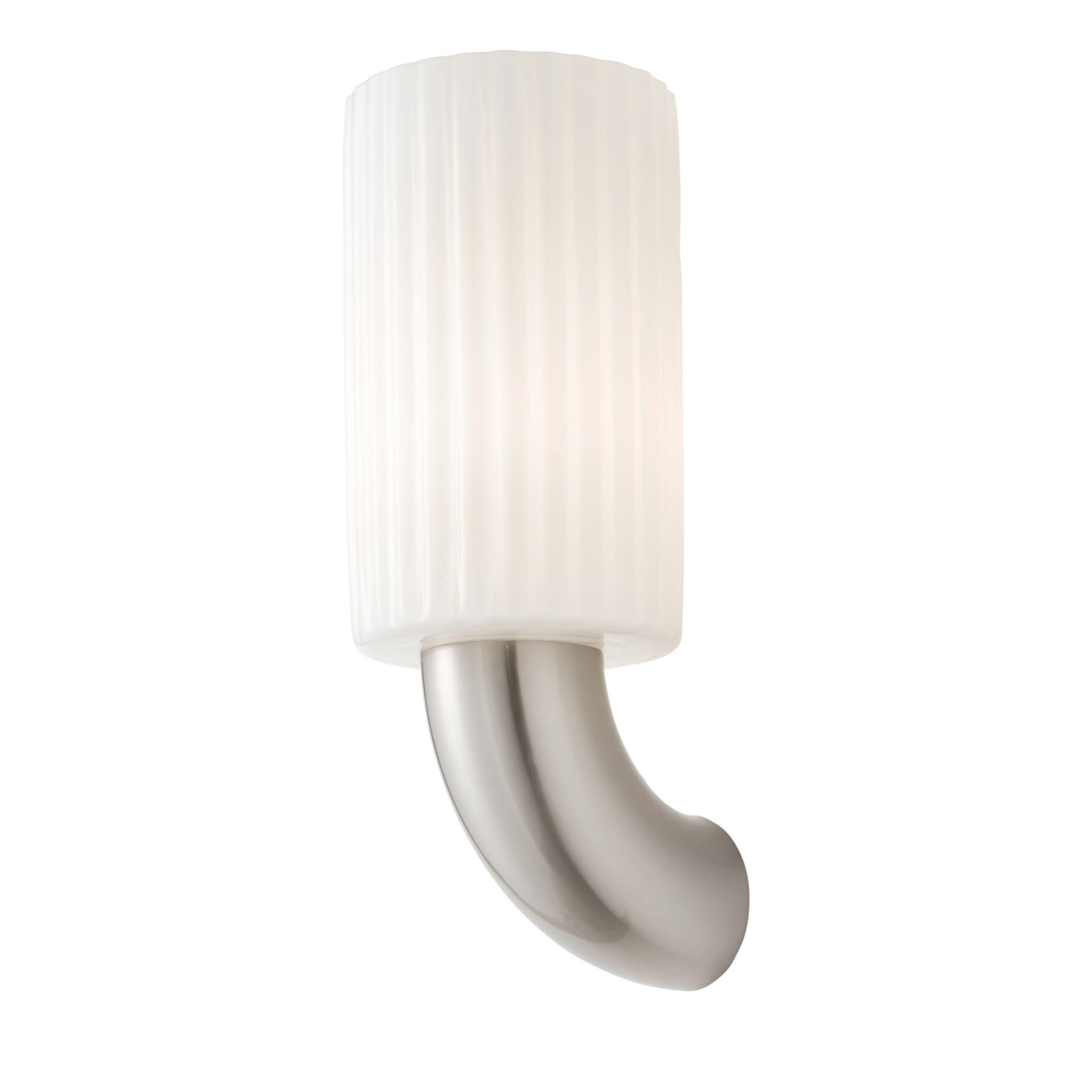 Nickel and White Glass Sconce - Main view