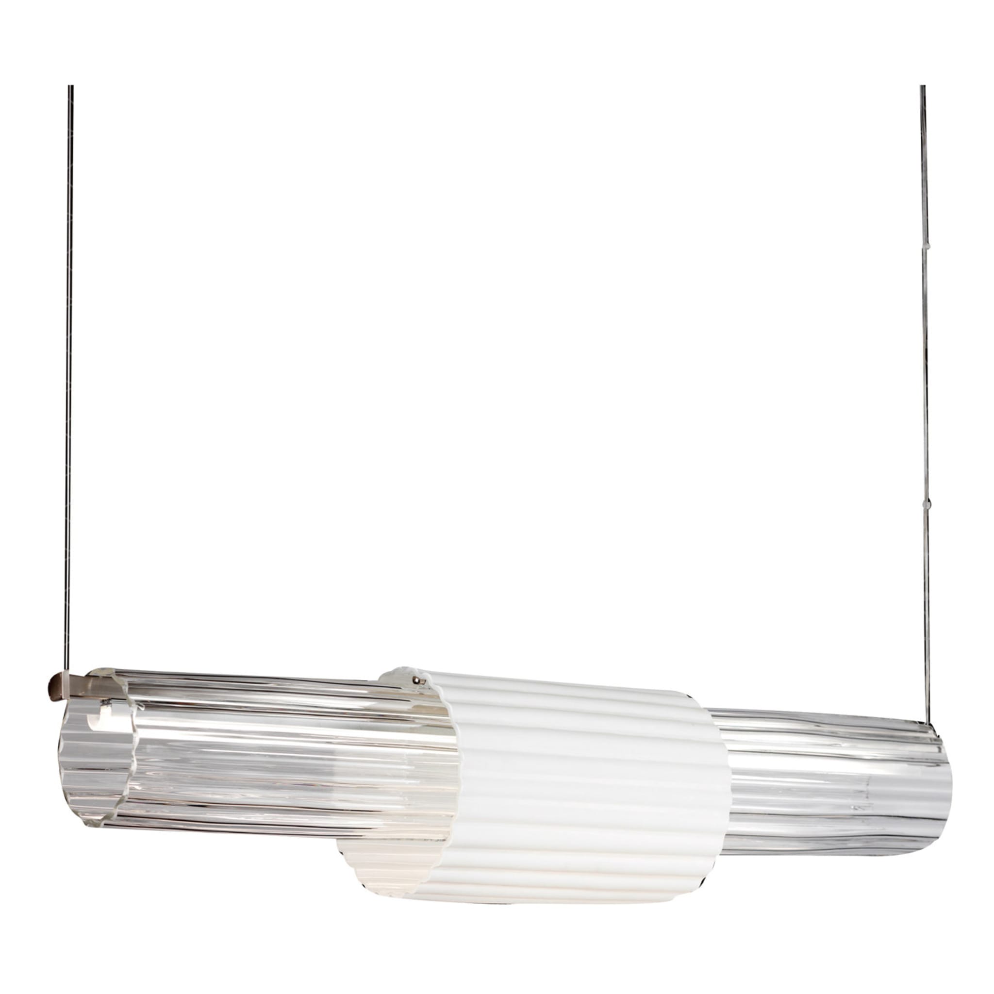 Lámpara colgante de níquel y cristal transparente/blanco - Vista principal