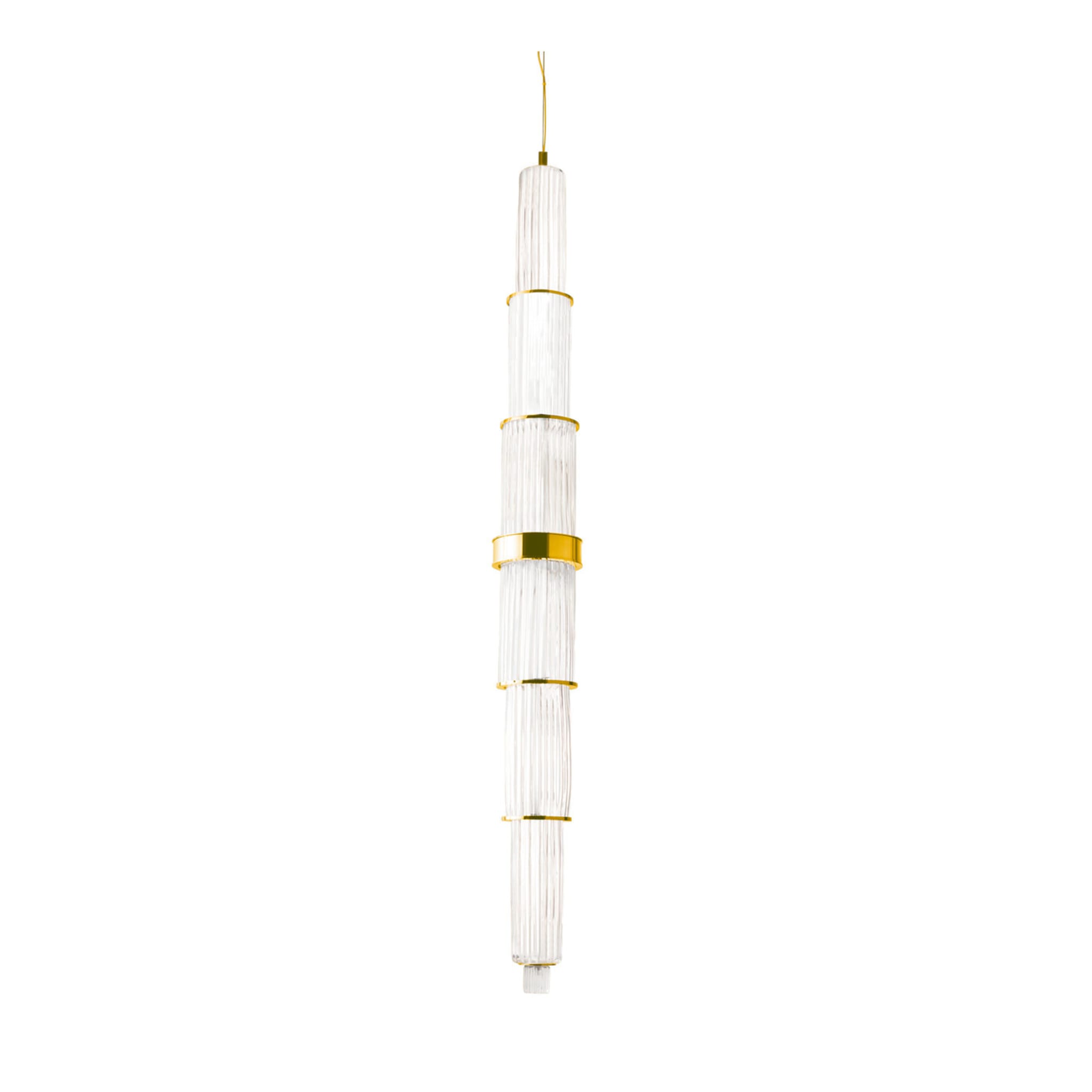Elongated Pendant Lamp in White Glass - Main view