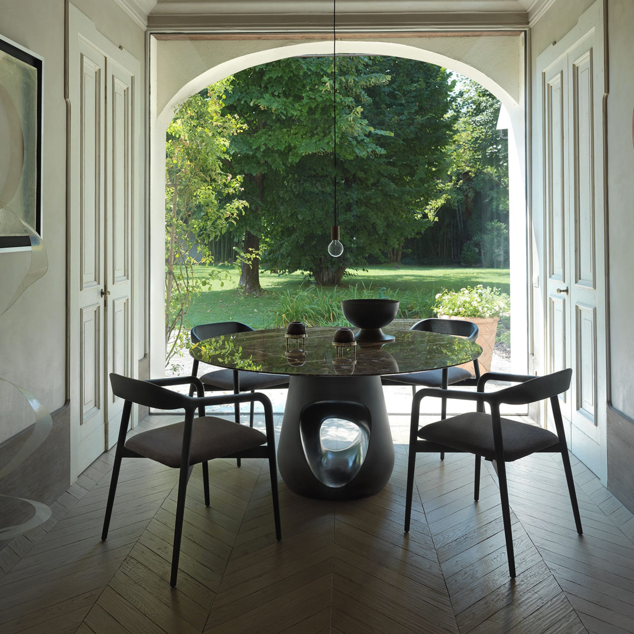 Barbara Dining Table with Marquina Marble Top by Renato Zamberlan - Alternative view 1