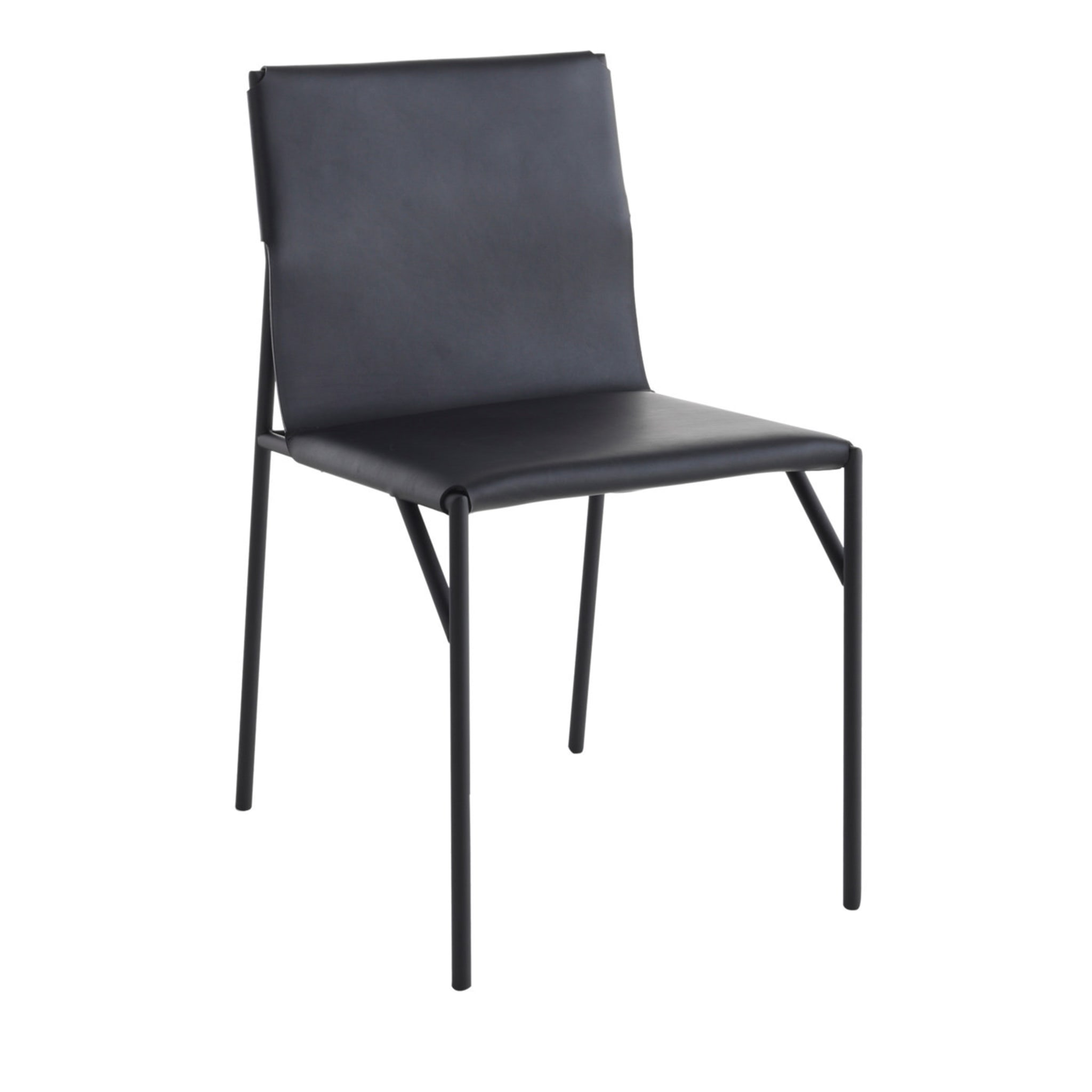 Tout Le Jour Black Leather Chair by Marc Thorpe - Main view