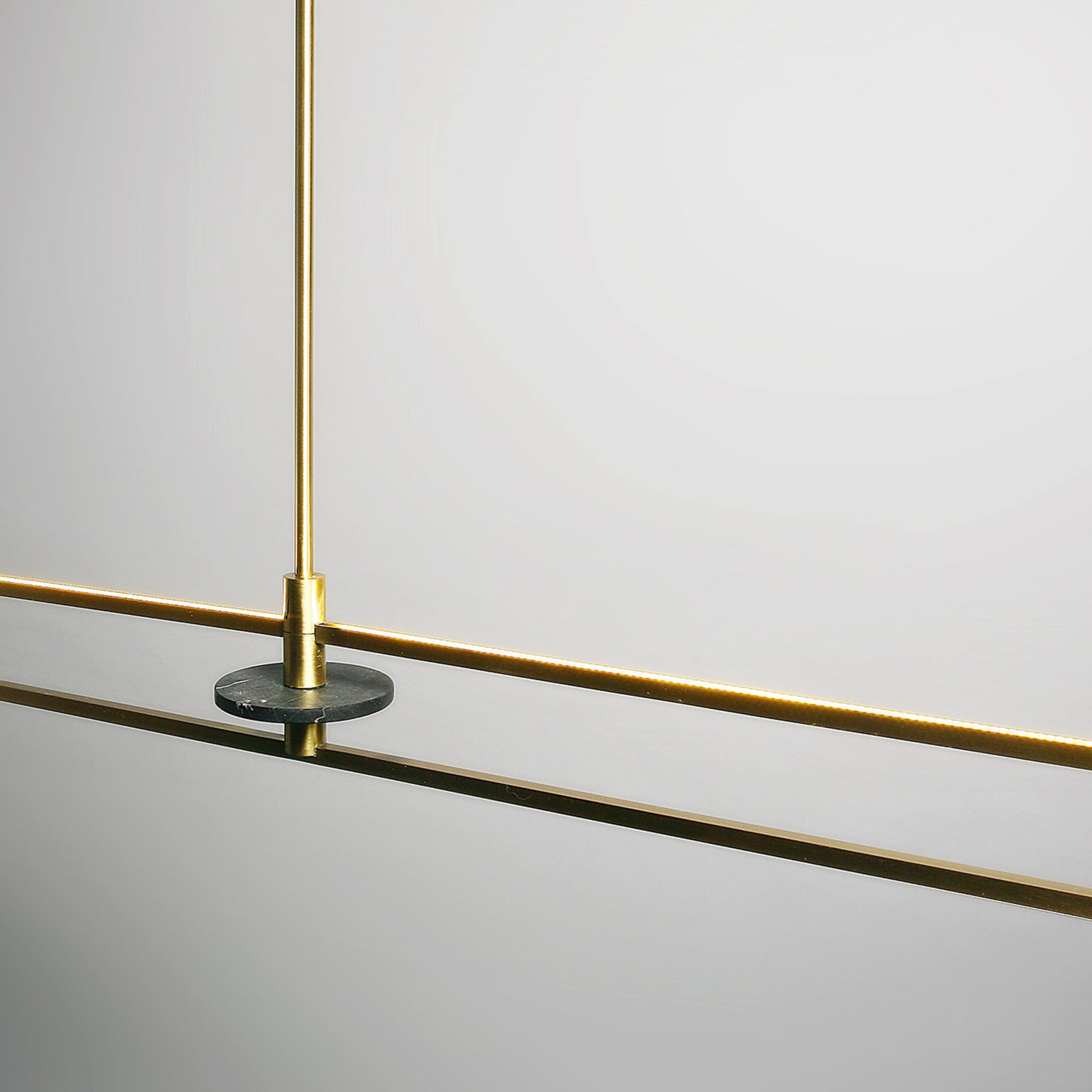 "Essential Stick" Suspension Lamp in Satin Brass - Alternative view 1