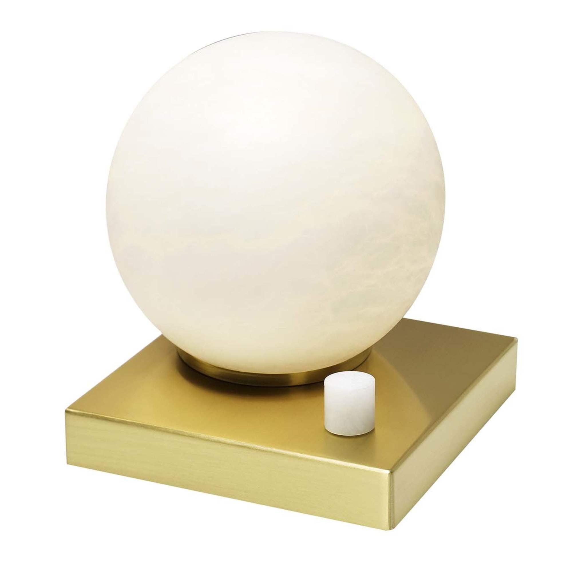 "Alabaster Moon" Table Lamp Dimmable in Satin Brass - Main view