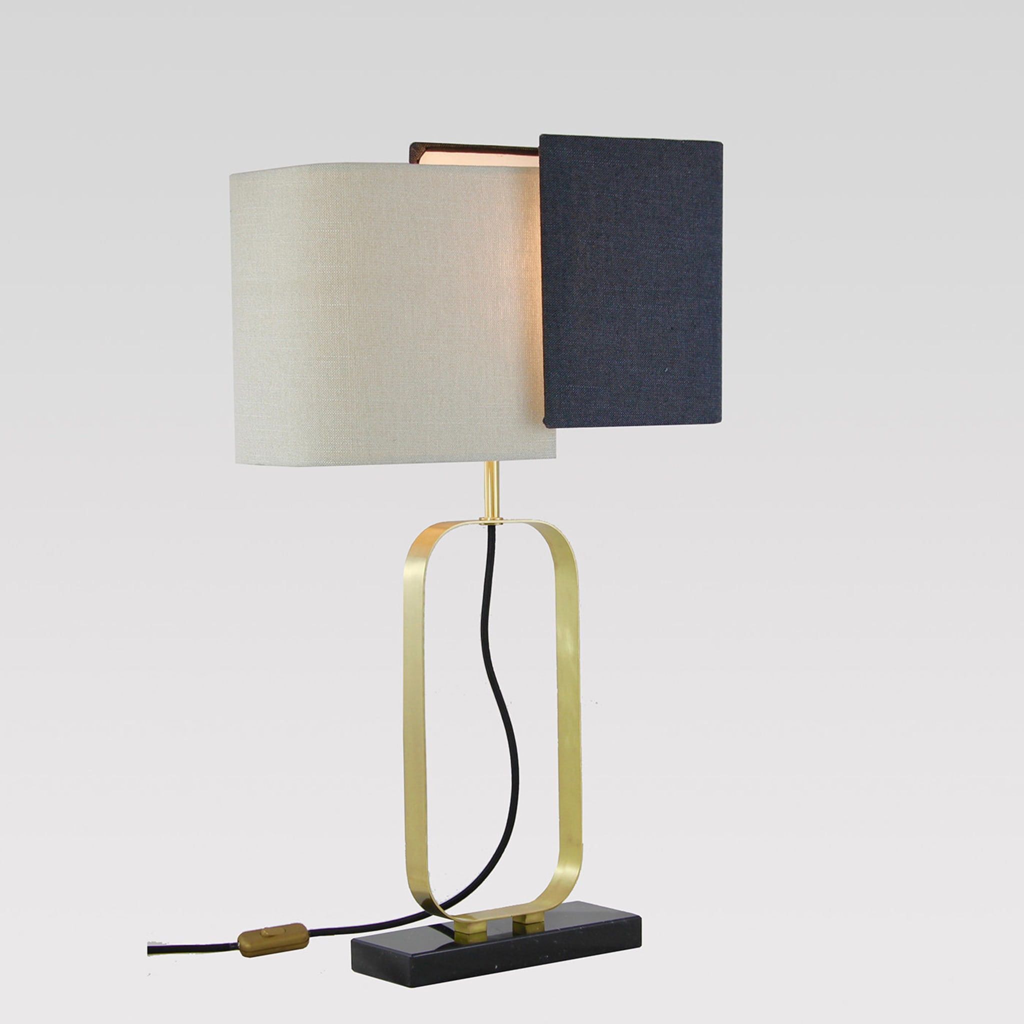 "Essential Cubic" Table Lamp in Marquinha Marble and Satin Brass - Alternative view 1