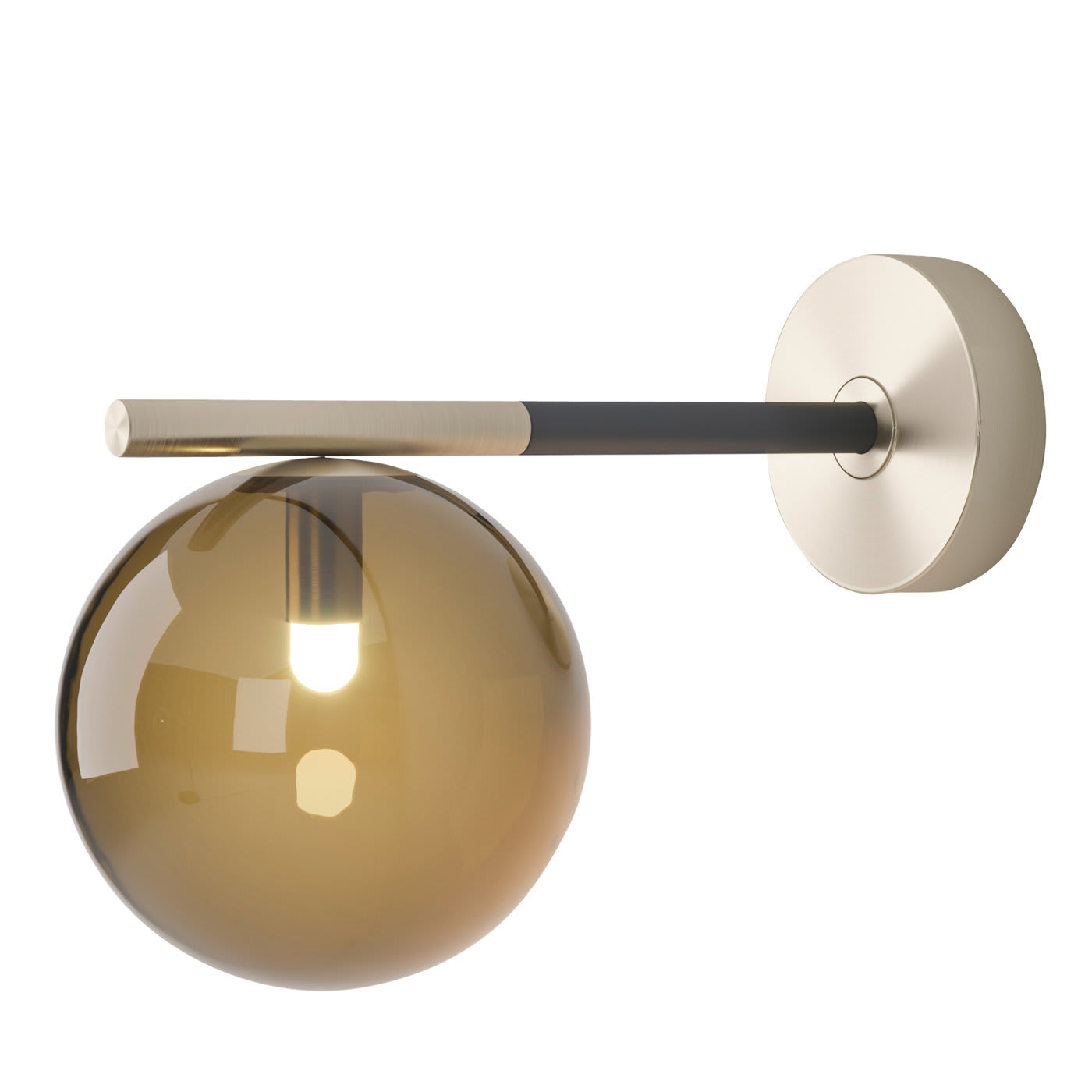 Grace Black Sconce with Smoky Glass Shade - Prof