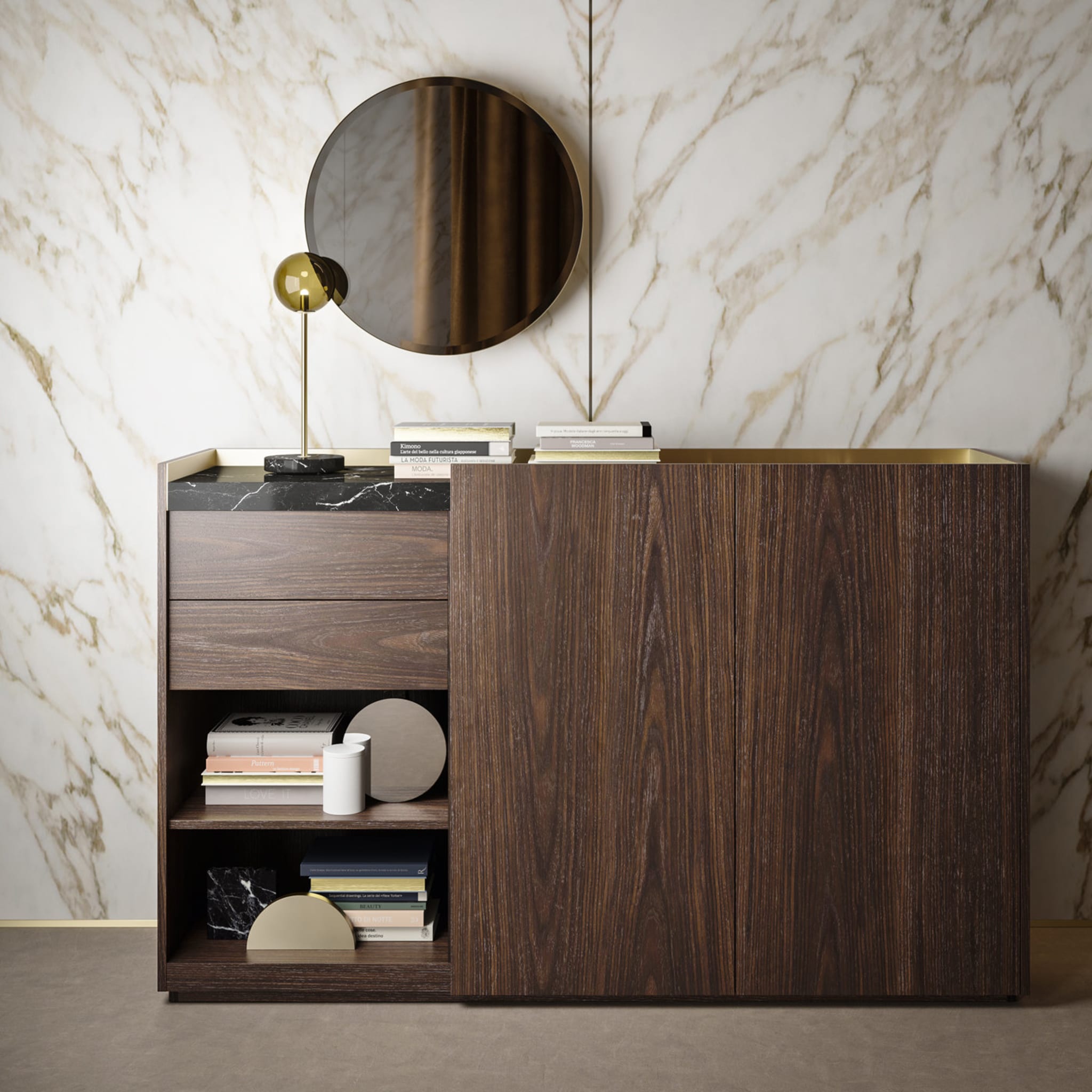 Block 2.0 Tall Sideboard with Marquina Marble Top - Alternative view 1