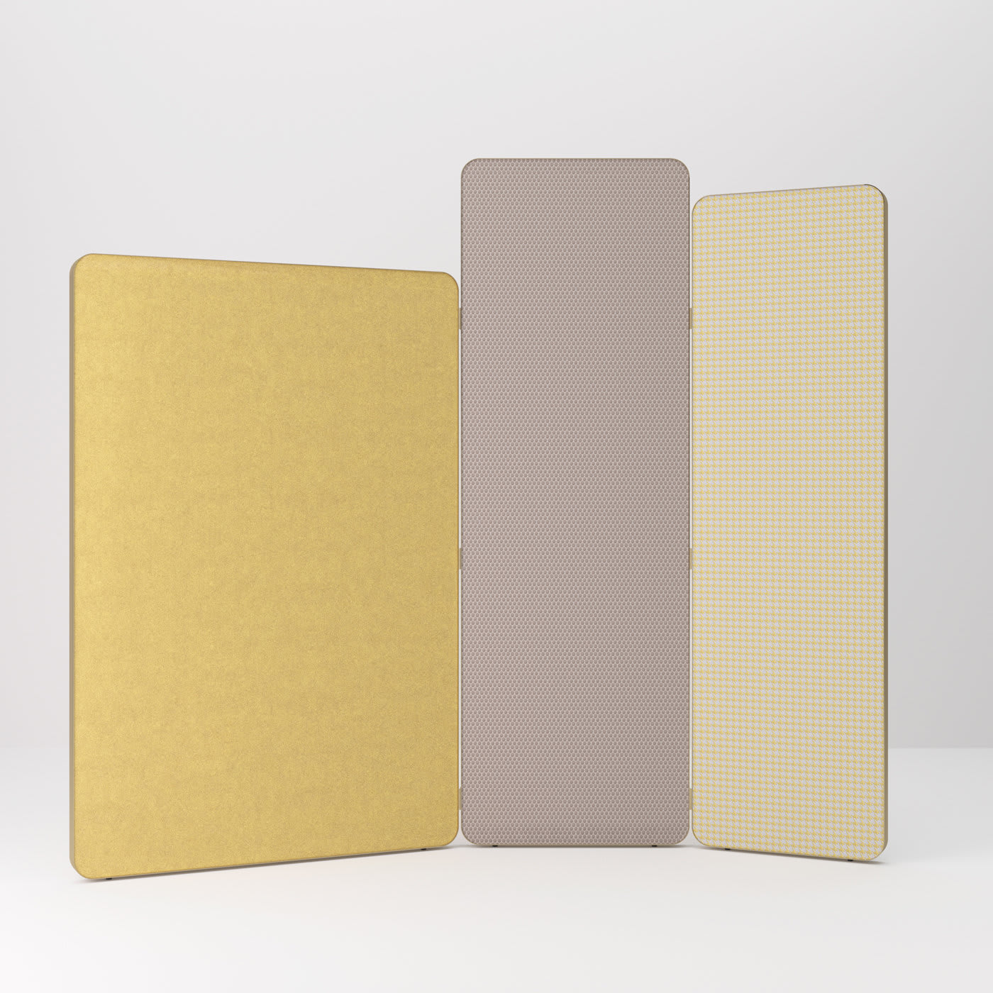 Shade Yellow Gray and Ivory 3-Panel Screen - Prof