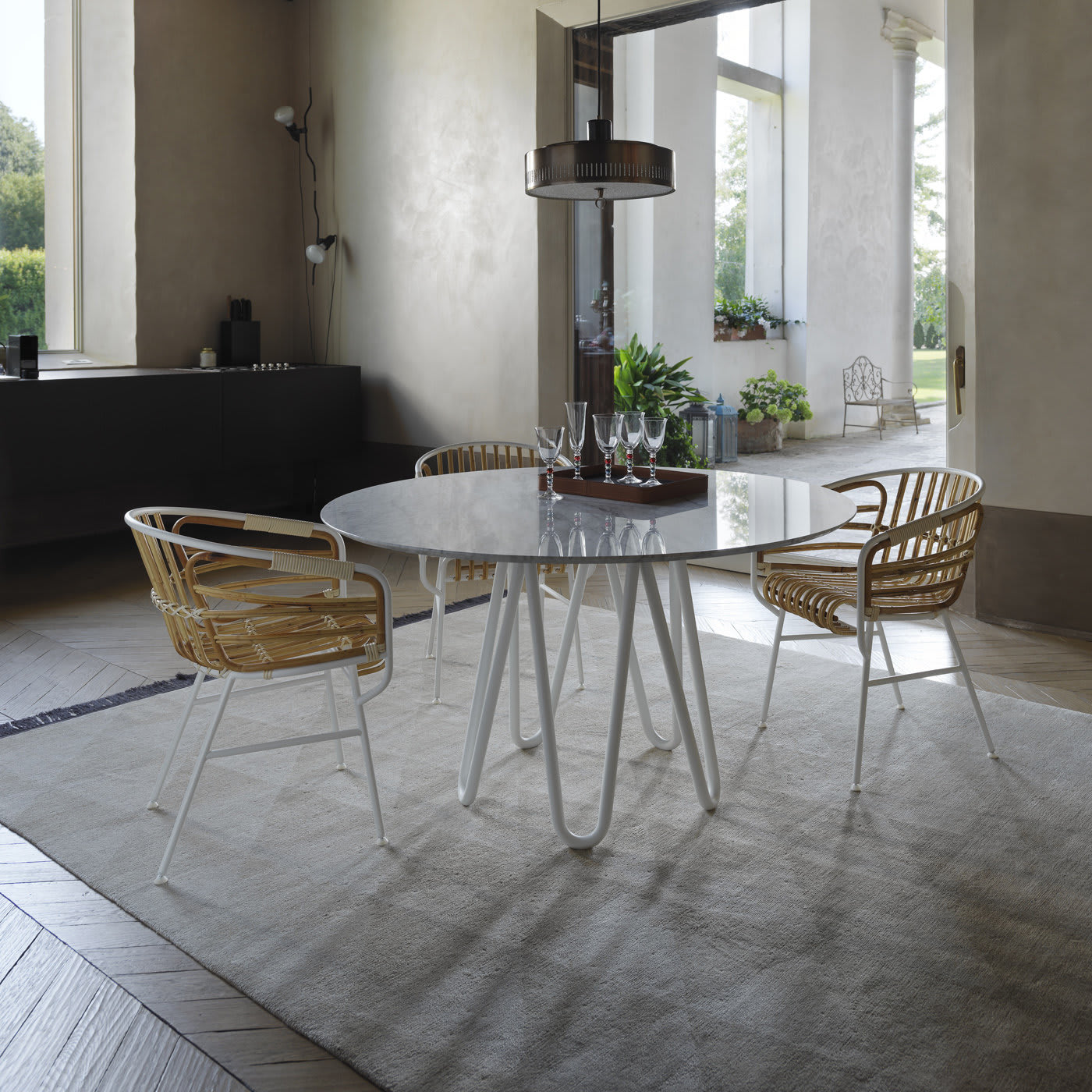 Meduse Dining Table with Carrara Marble Top by GamFratesi - Casamania