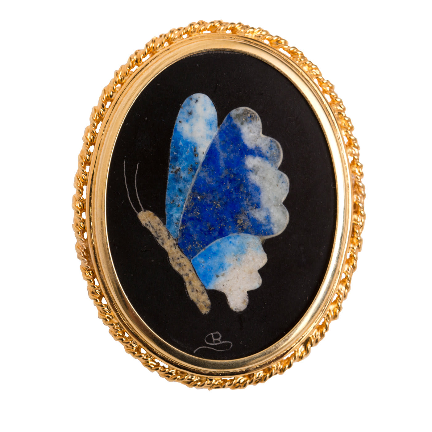 Farfalla Lapis Lazuli Brooch - Scarpelli Mosaici