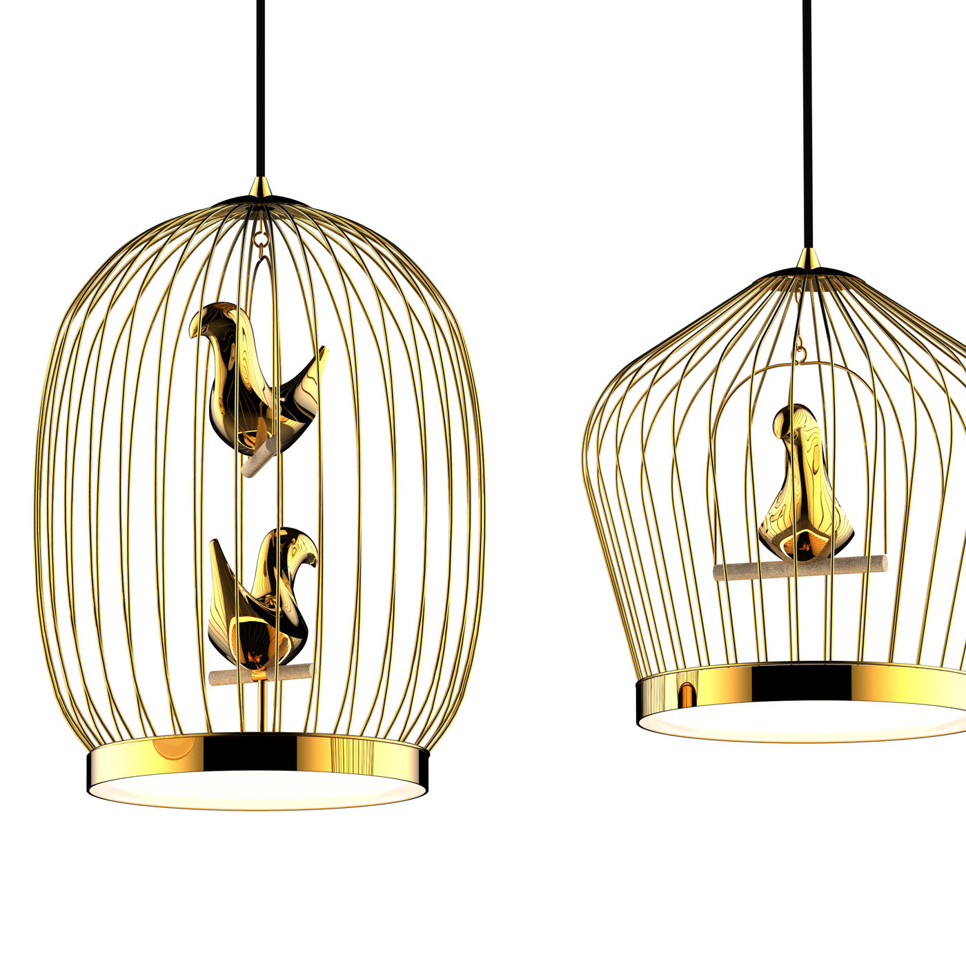 Twee T. Gold Large Suspension Lamp by Jake Phipps  - Casamania
