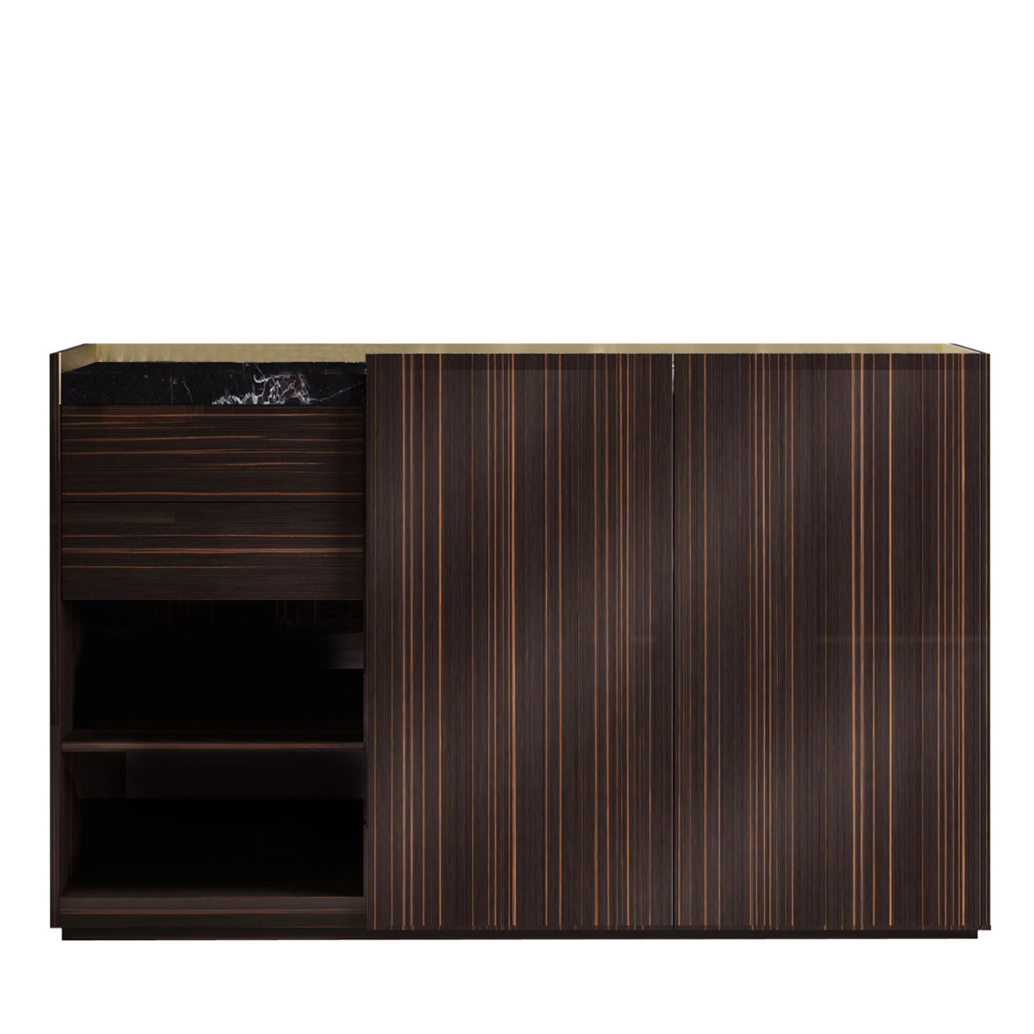 Block 2.0 Ebony Wood Sideboard with Marquinia Marble Top - Main view