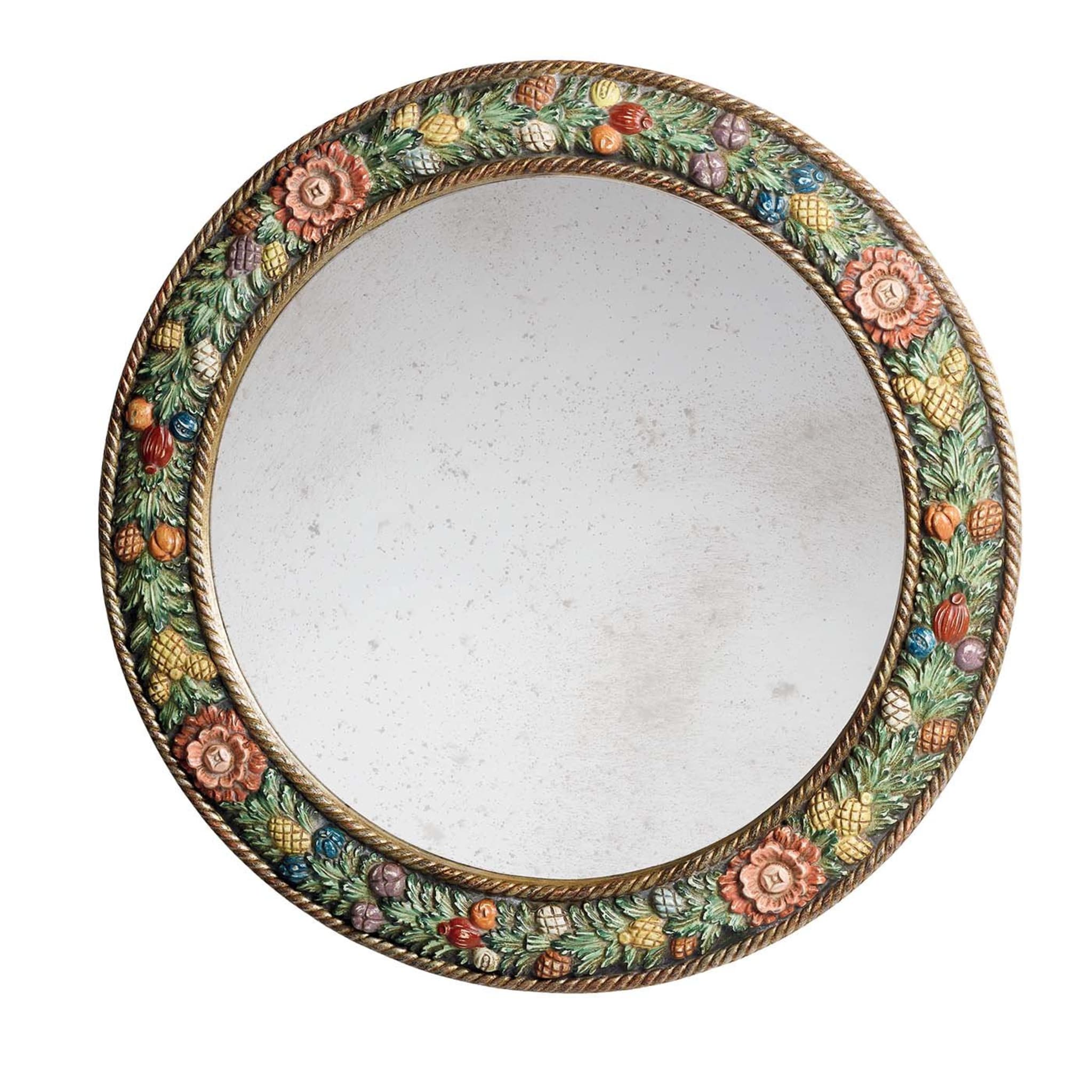 Round Wall Mirror with Floral Decoration - Main view