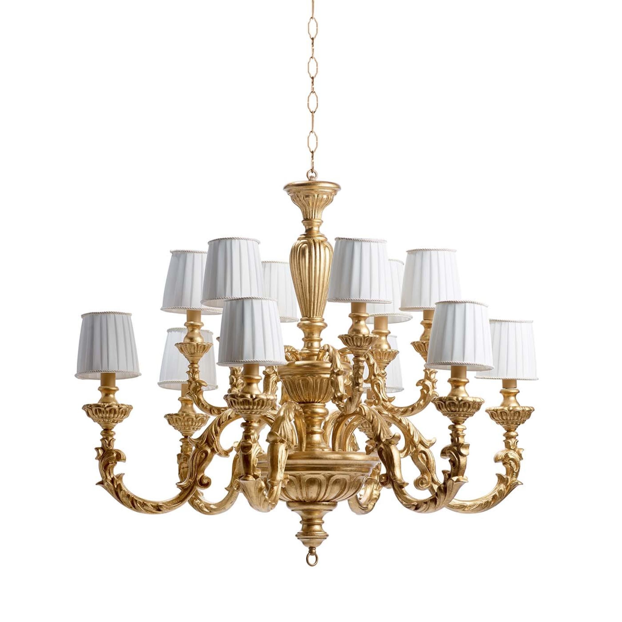 Golden Chandelier in Lime Wood - Main view