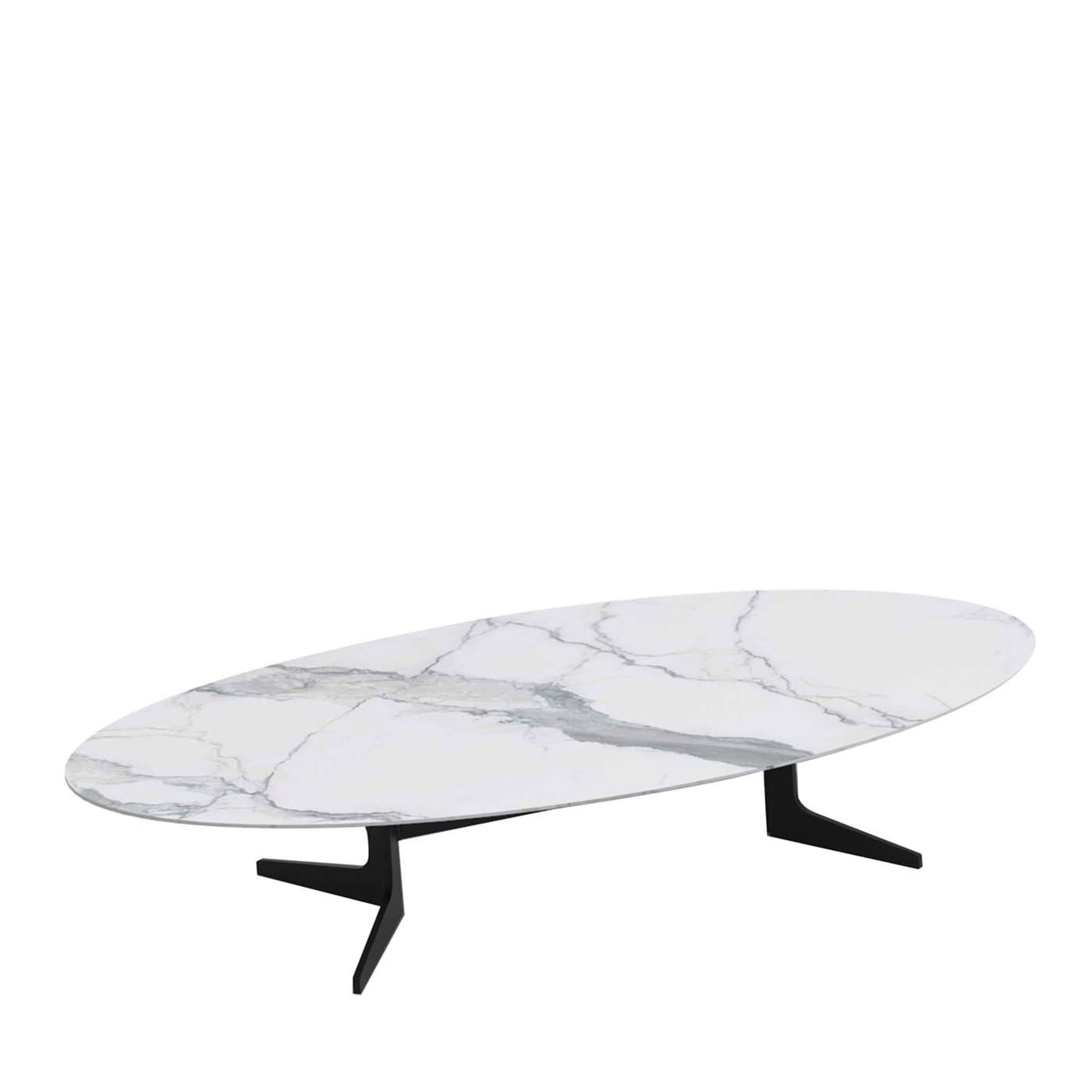 Tavolino ovale Blake con piano in marmo Calacatta - Vista principale