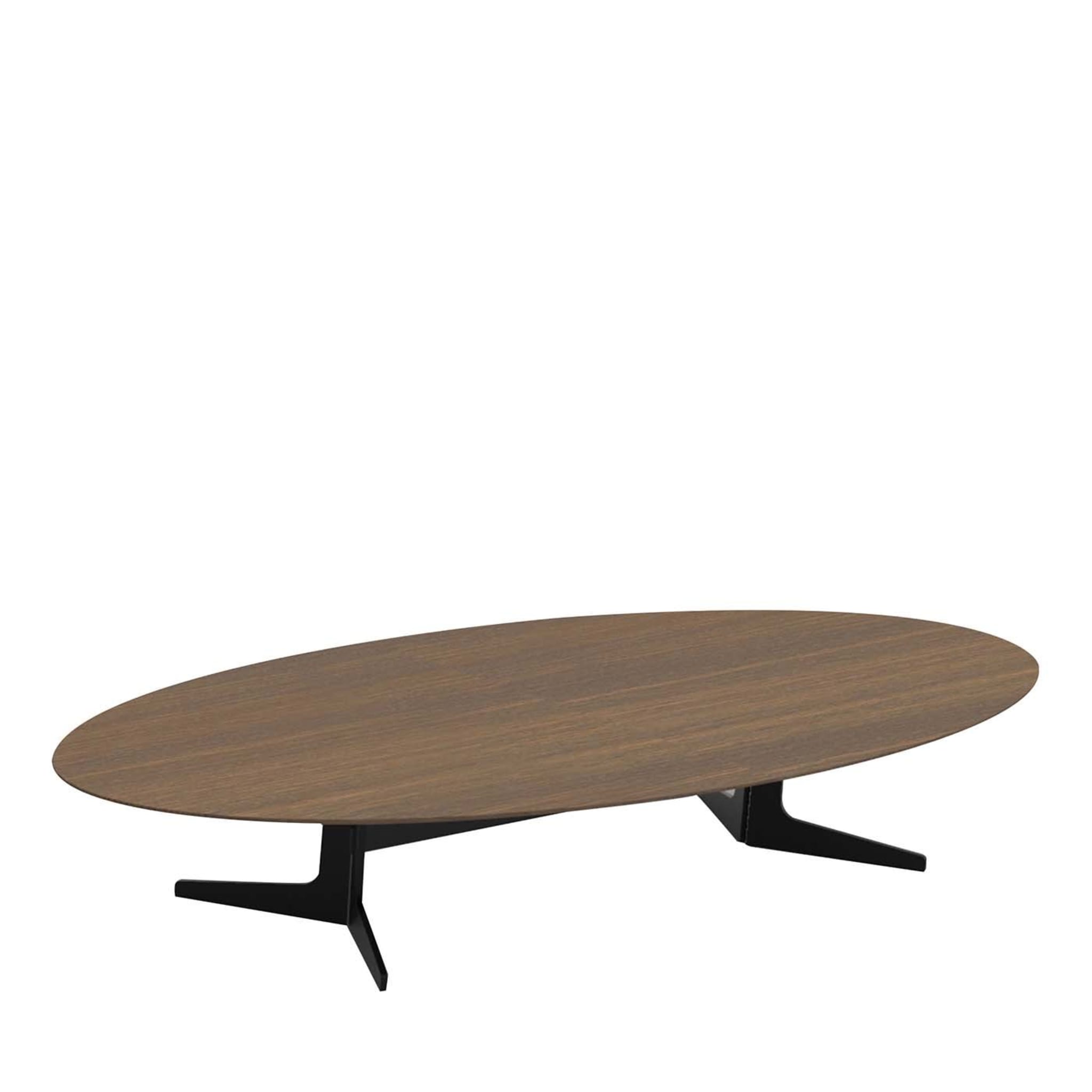 Blake Oval Coffee Table with Oak Wood Top - Main view