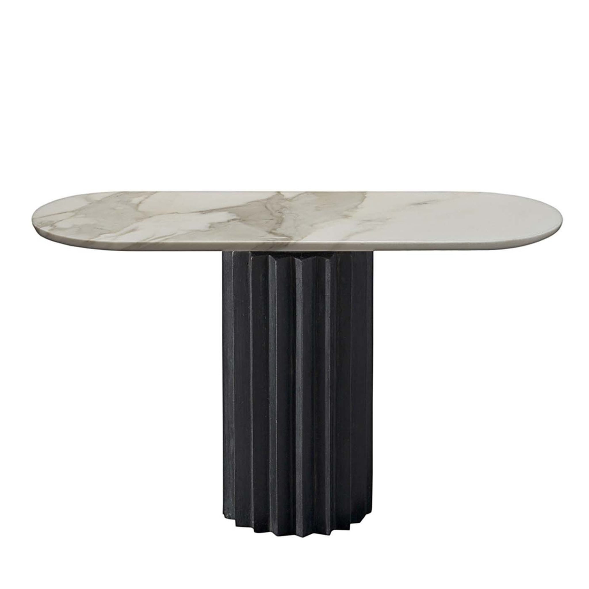 Table console ovale Doris en marbre Calacatta et bronze - Vue principale