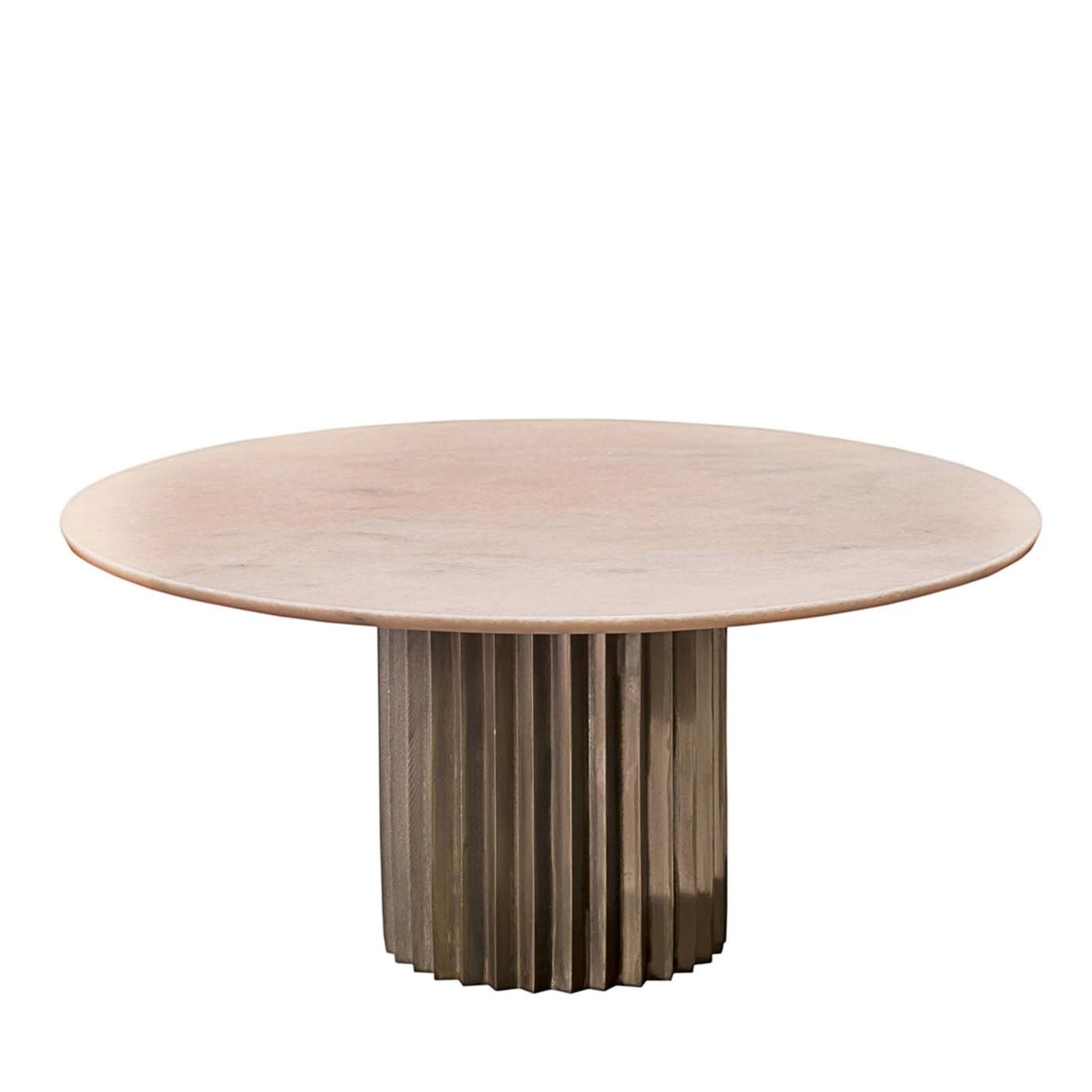 Doris Dining Table in Pink Marble and Bronze - Main view