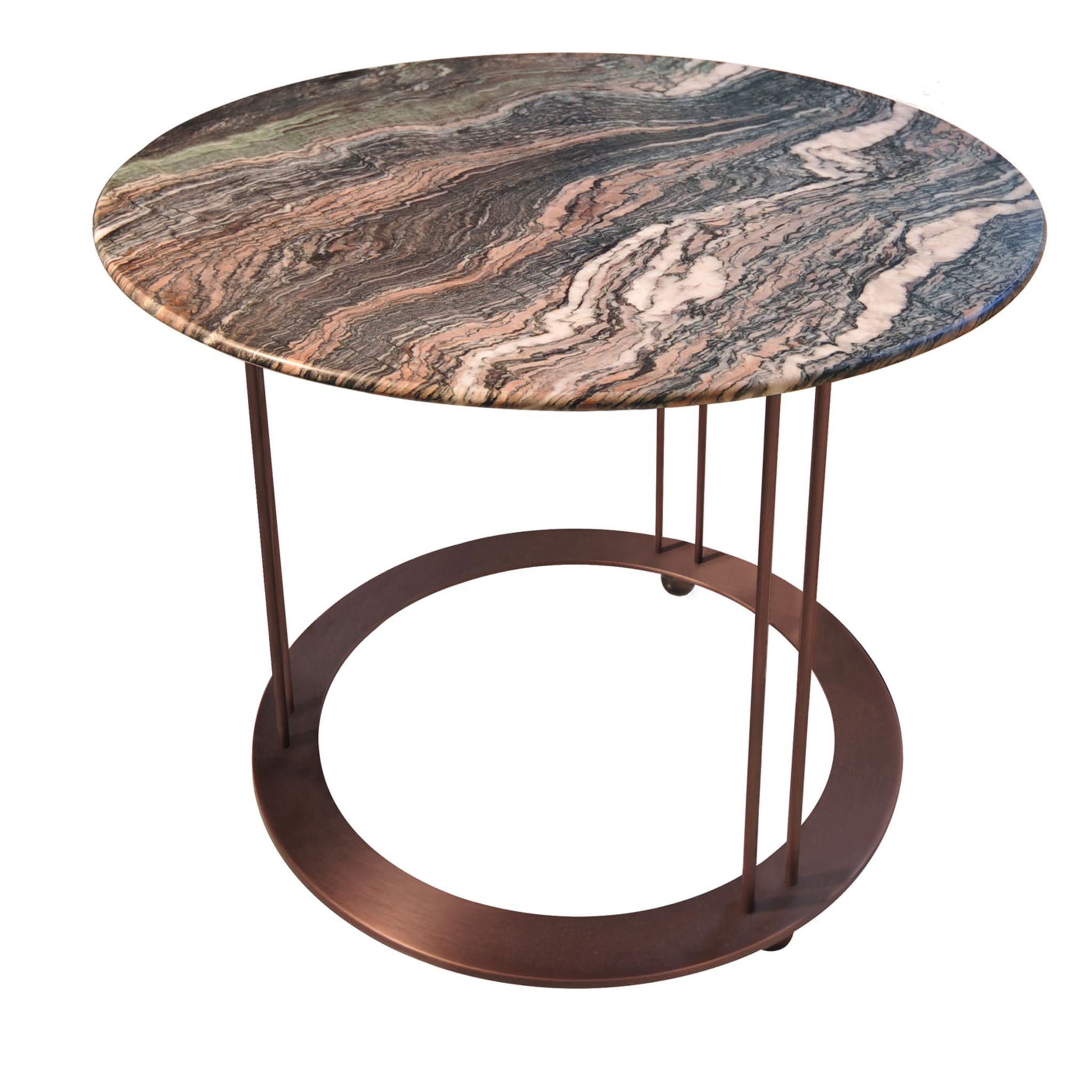 Aureola Side Table with Red Luana Marble Top - Main view
