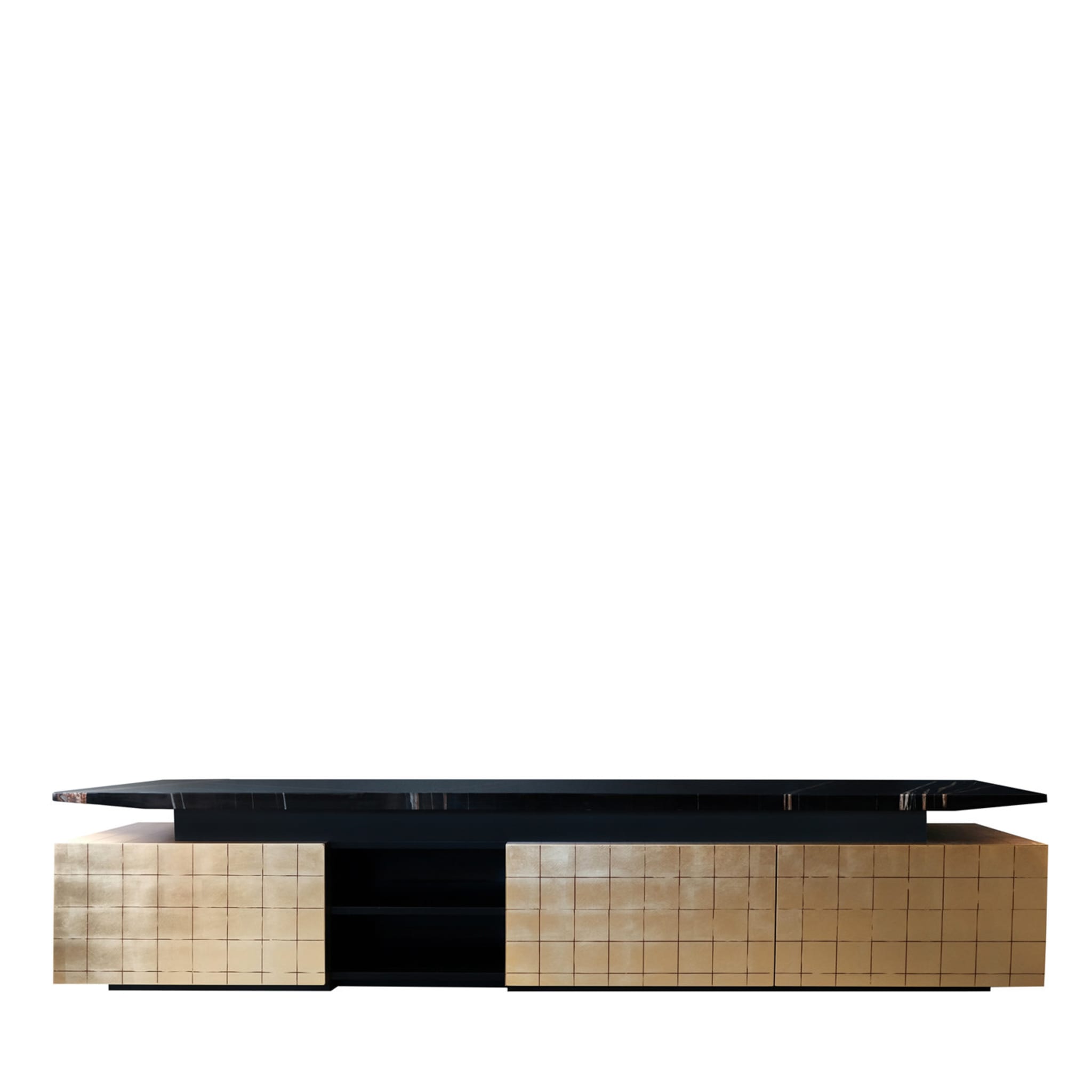 Kataï Golden Media Sideboard with Black Guinea Marble Top - Main view